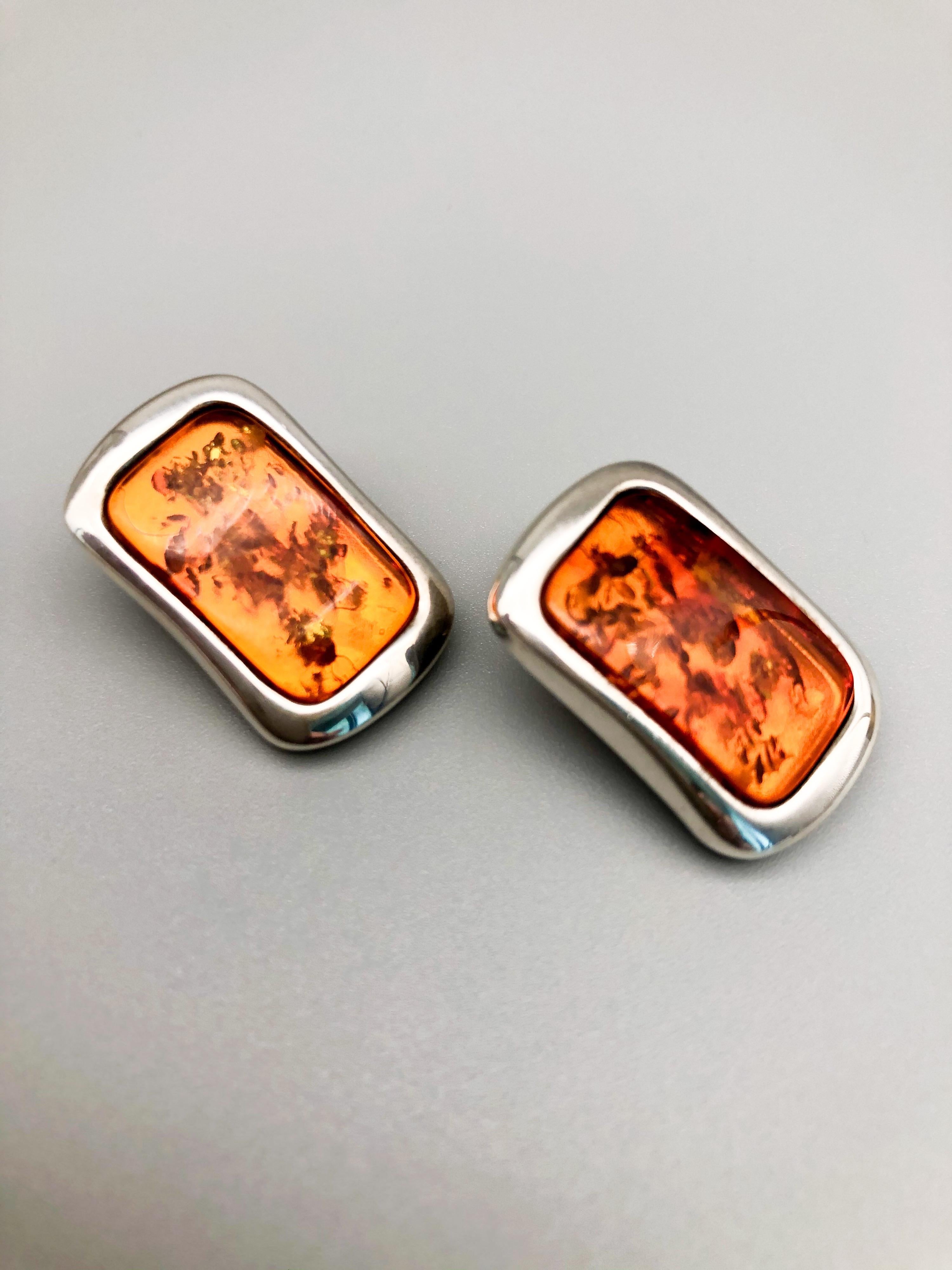 A.Jeschel Baltic Amber and Sterling Silver earrings 1