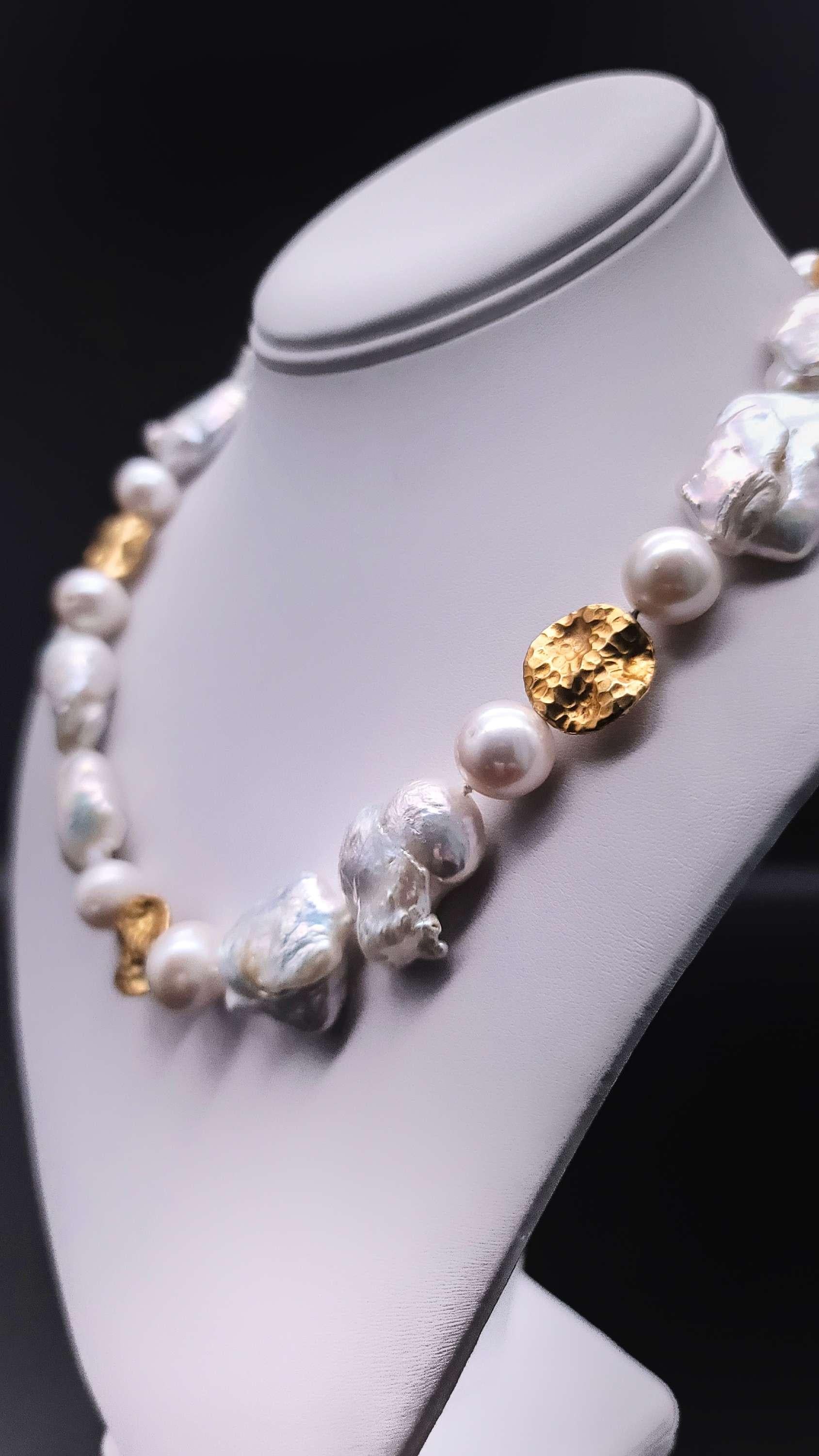 Mixed Cut A.jeschel Stunning Baroque Pearl Necklace. For Sale