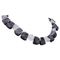A.Jeschel Beautiful Black Tourmaline and Rock Crystal Necklace
