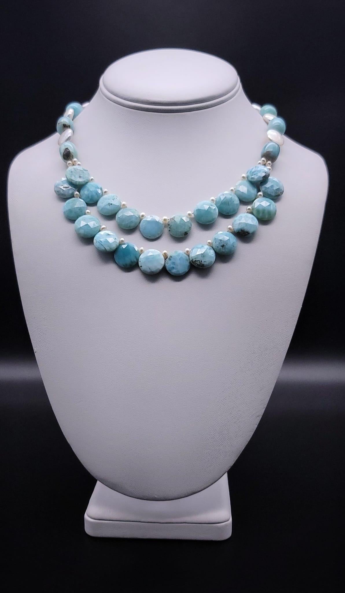 A.Jeschel Precious Larimar and Pearl Necklace. For Sale 7