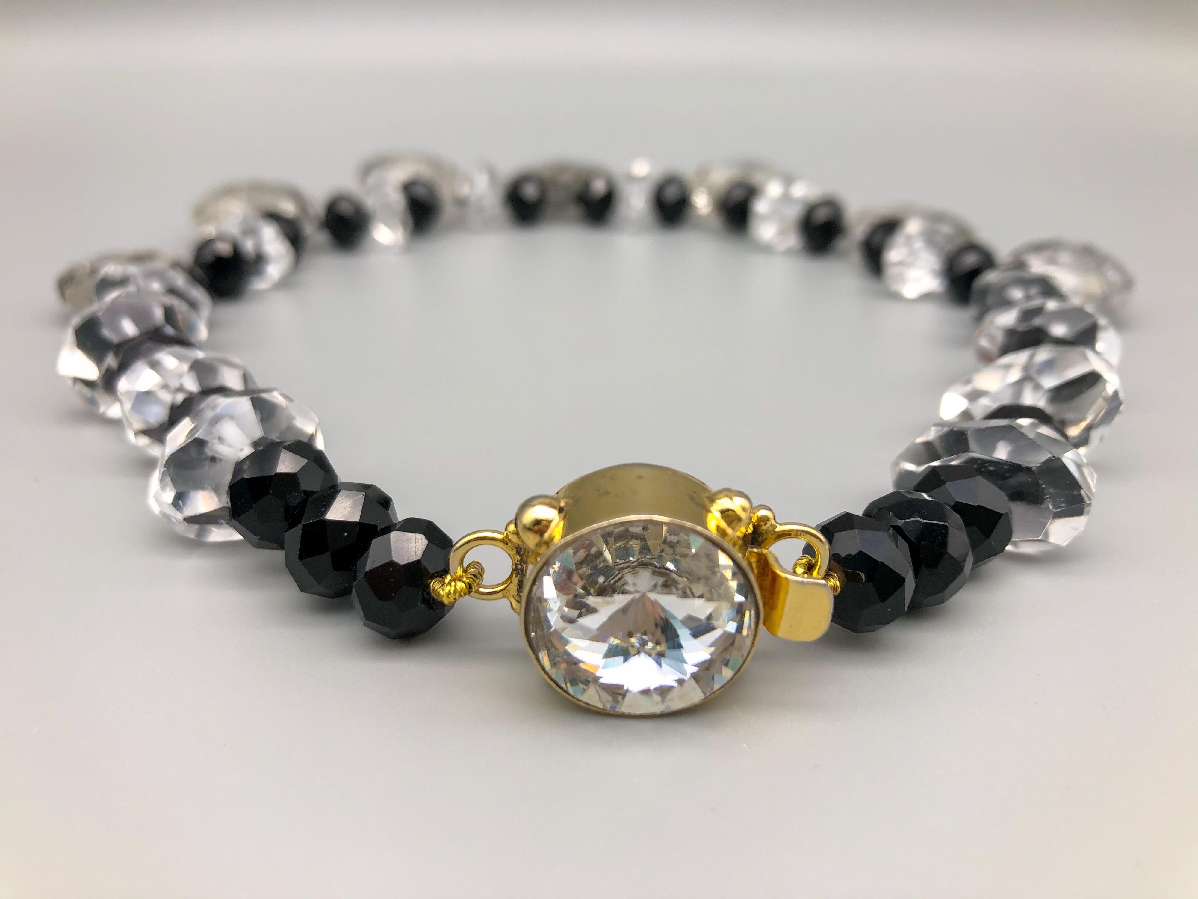 A.Jeschel Black cut Onyx beads and teardrop rutilated Quartz Necklace For Sale 4