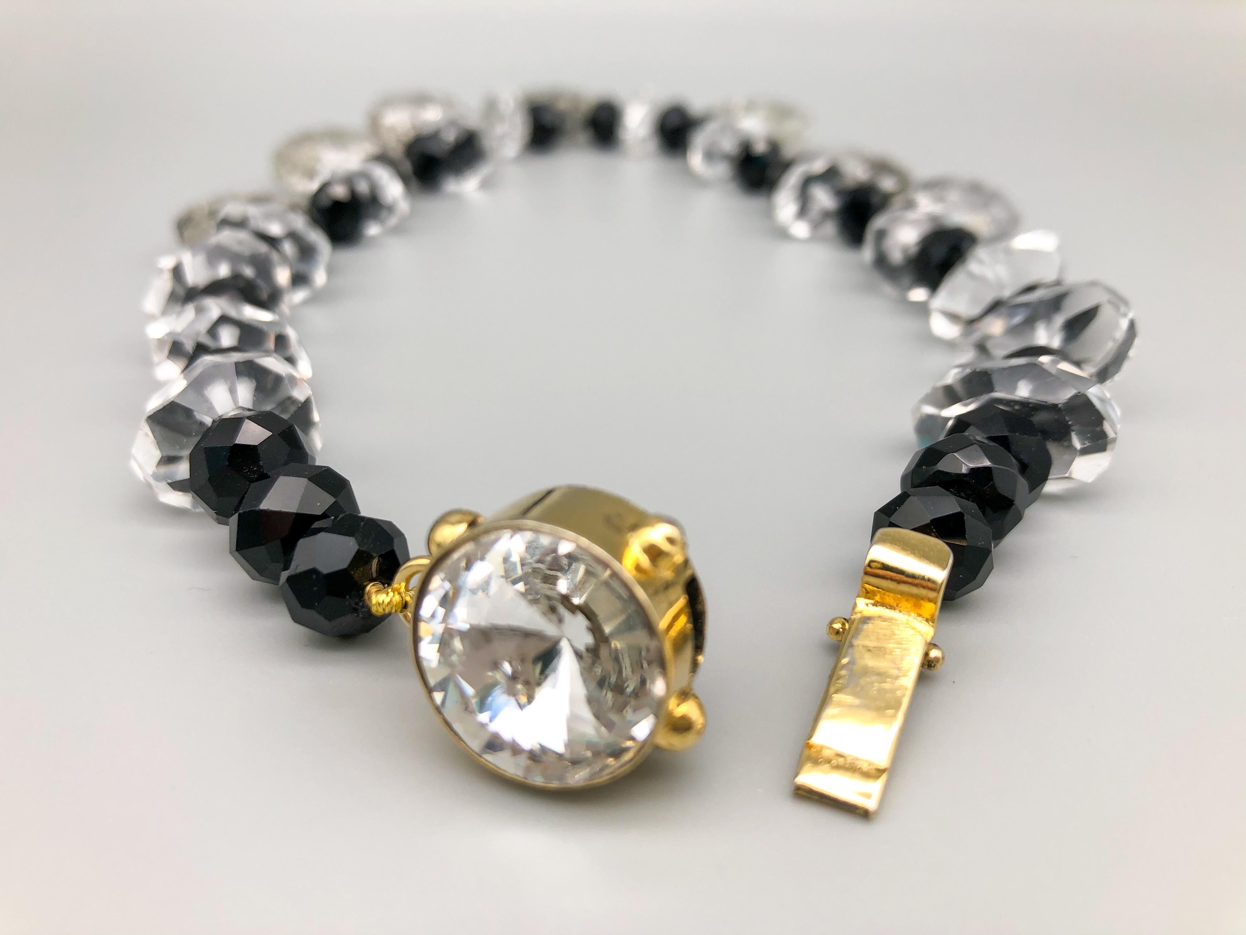 A.Jeschel Black cut Onyx beads and teardrop rutilated Quartz Necklace For Sale 5