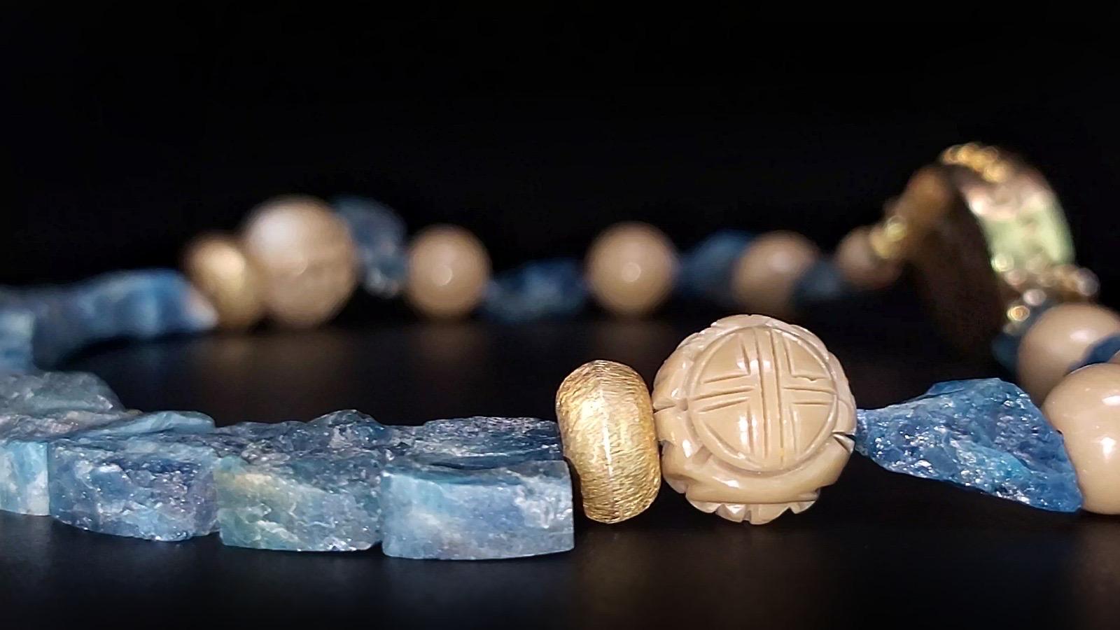 A.Jeschel Blue Apatite & Bamboo Necklace For Sale 7