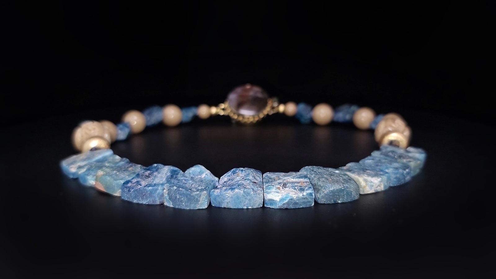 A.Jeschel Blue Apatite & Bamboo Necklace In New Condition For Sale In Miami, FL