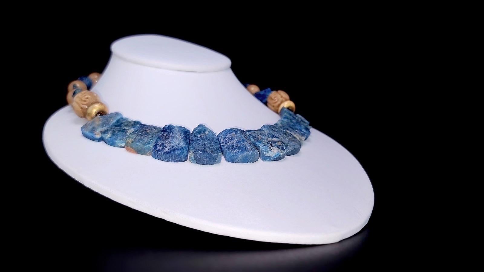 Women's or Men's A.Jeschel Blue Apatite & Bamboo Necklace For Sale