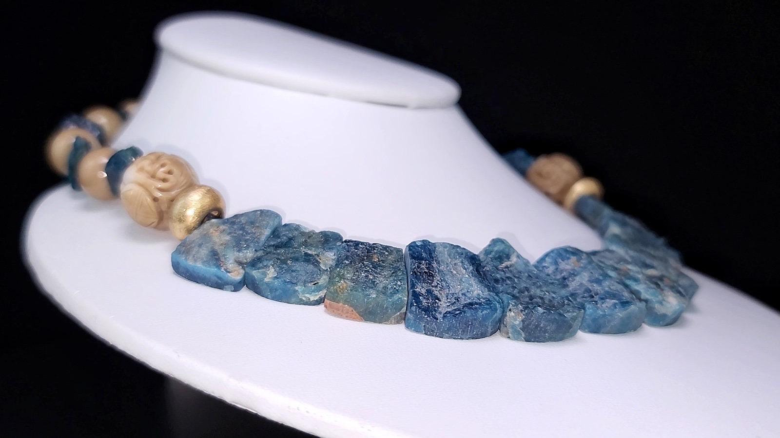 A.Jeschel Blue Apatite & Bamboo Necklace For Sale 3