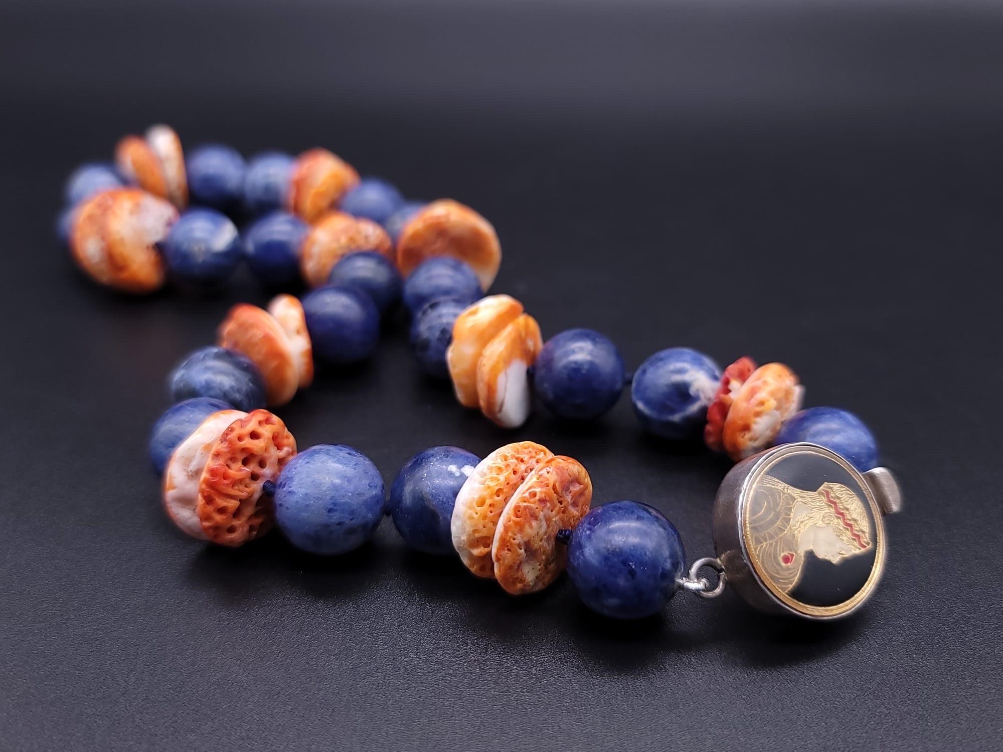 A.Jeschel Blue Coral necklace with a signature clasp. For Sale 1