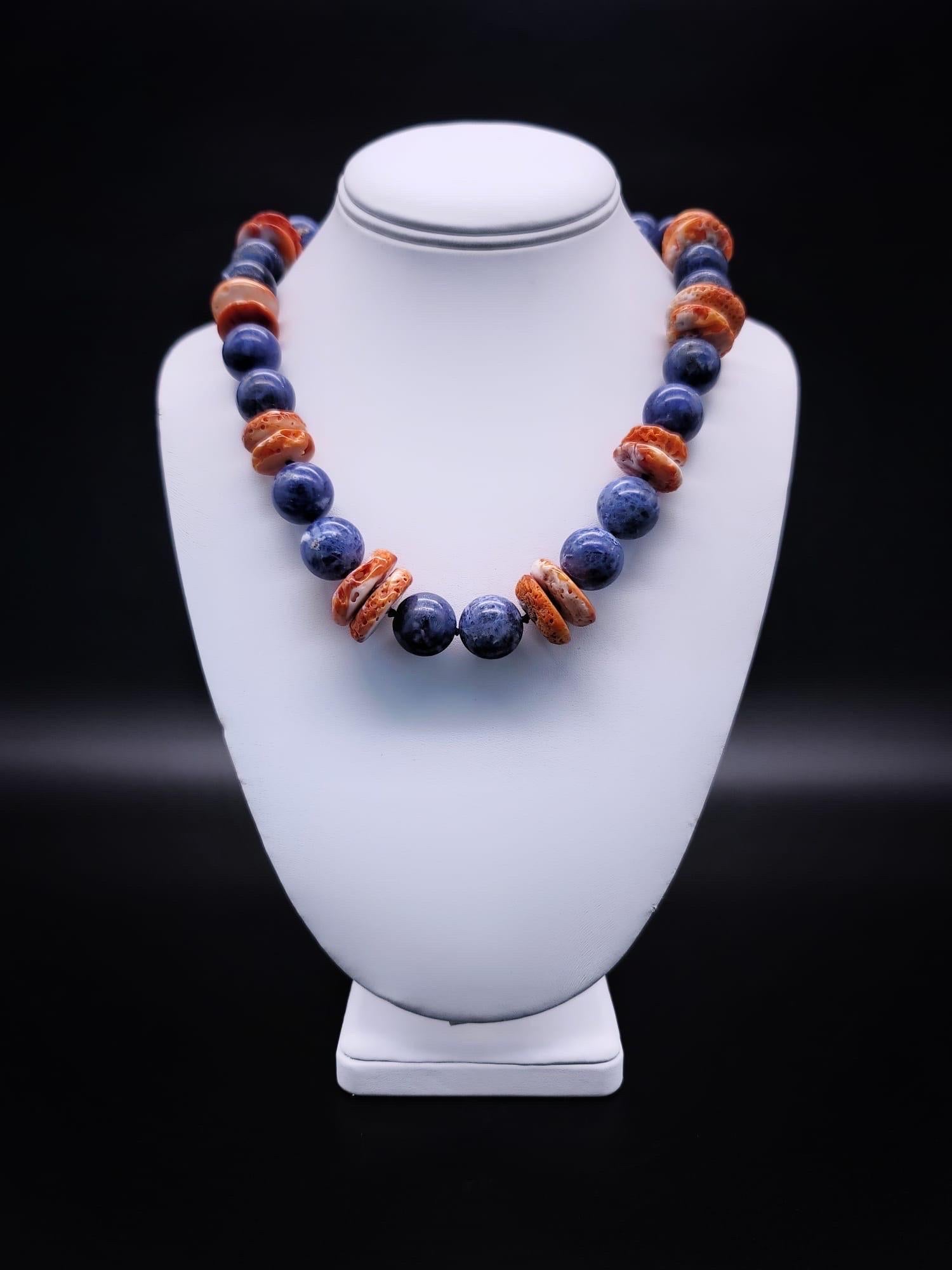 A.Jeschel Blue Coral necklace with a signature clasp. For Sale 5