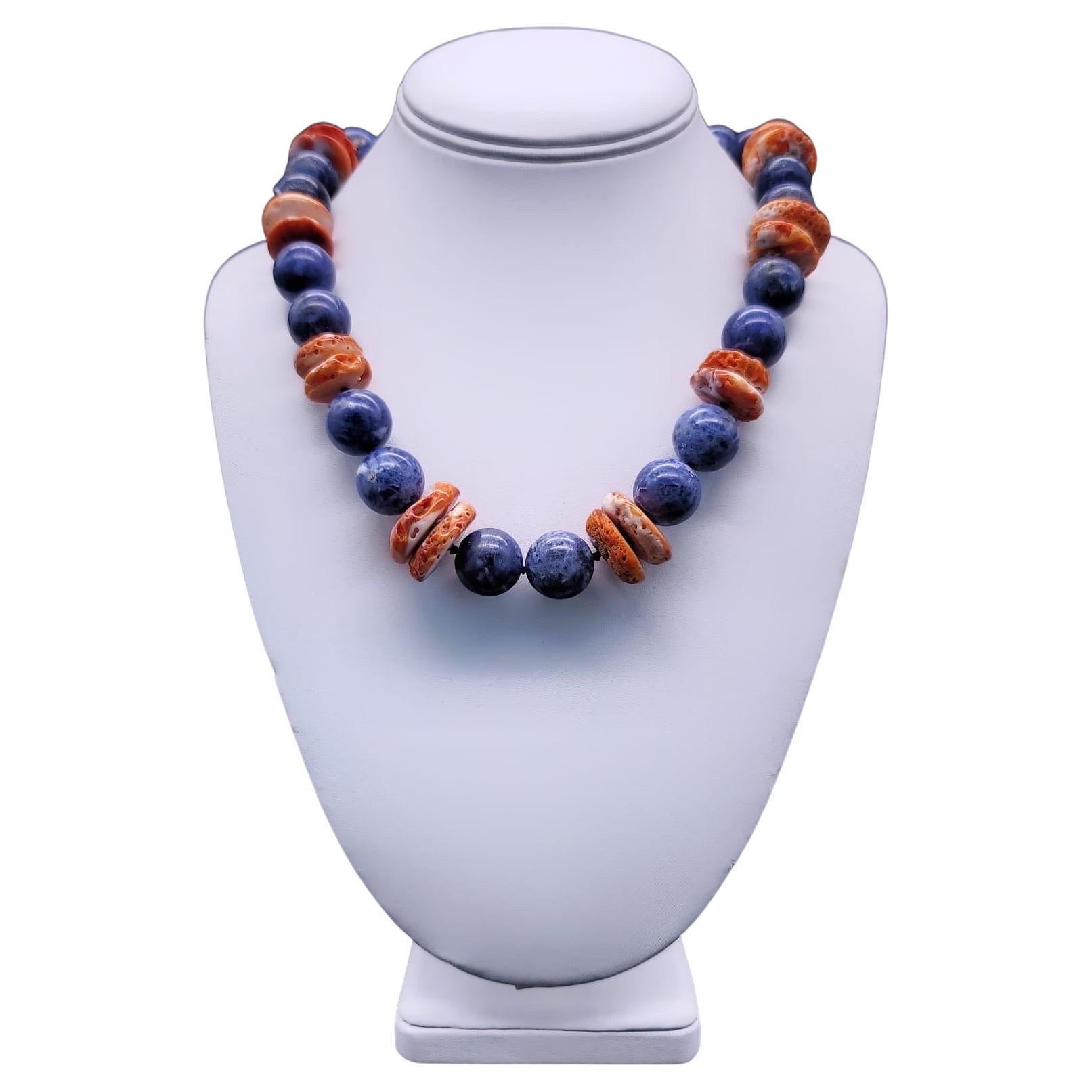 A.Jeschel Blue Coral necklace with a signature clasp. For Sale