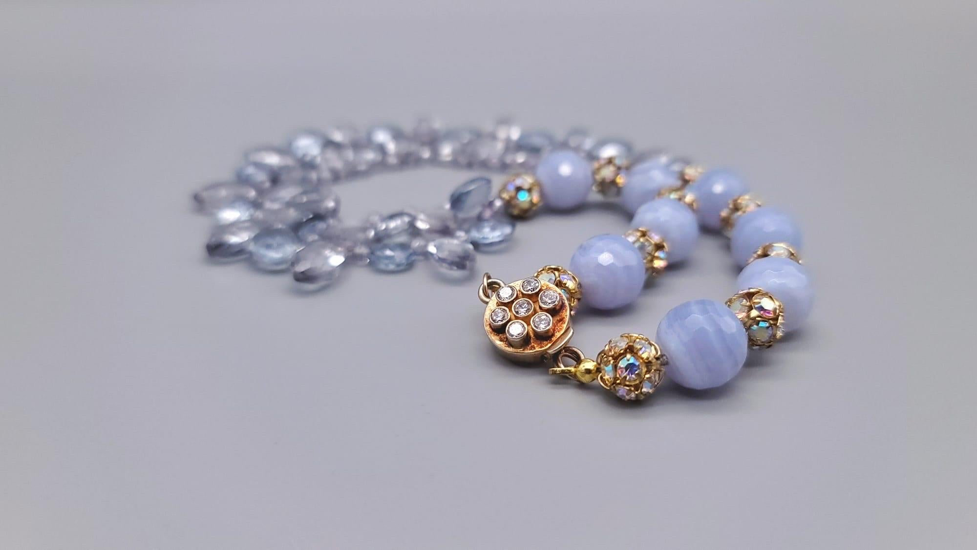 A.Jeschel Blue Quartz and Blue lace Agate Necklace. For Sale 5