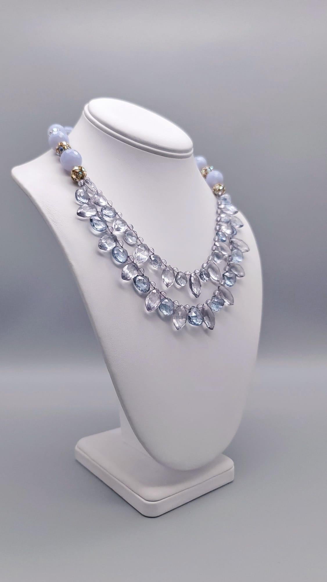 A.Jeschel Blue Quartz and Blue lace Agate Necklace. For Sale 7