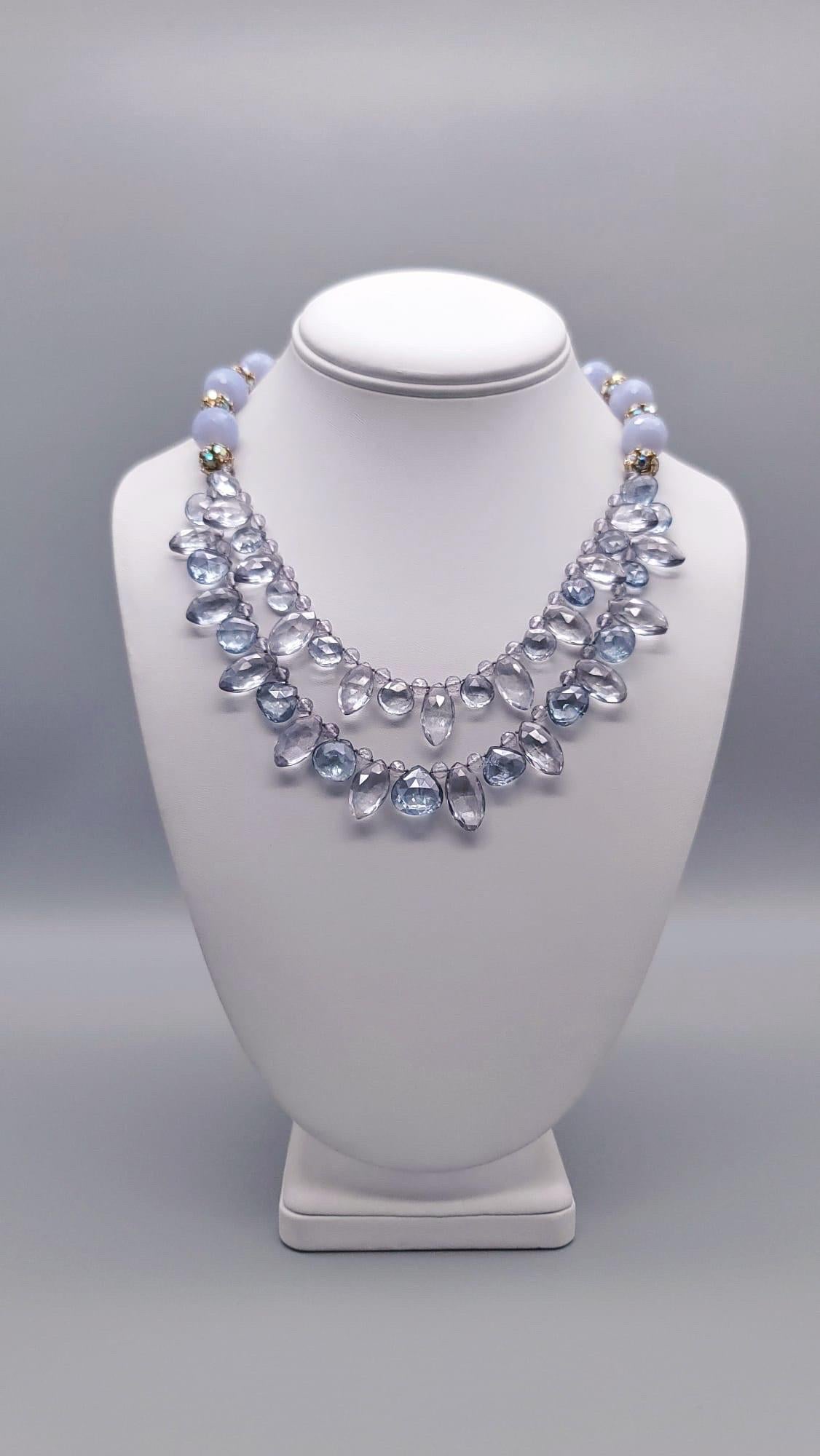 A.Jeschel Blue Quartz and Blue lace Agate Necklace. For Sale 8
