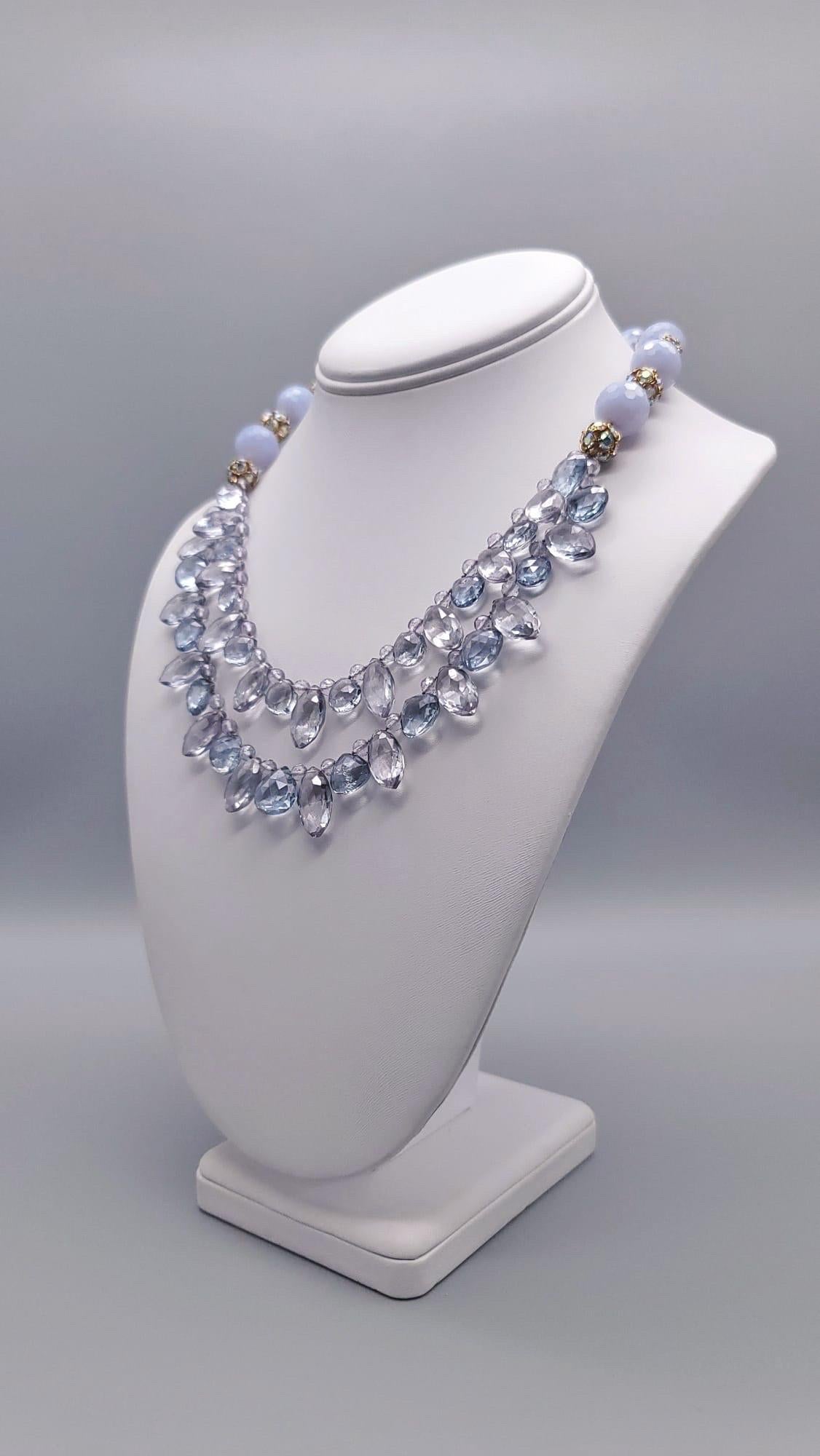 A.Jeschel Blue Quartz and Blue lace Agate Necklace. For Sale 9
