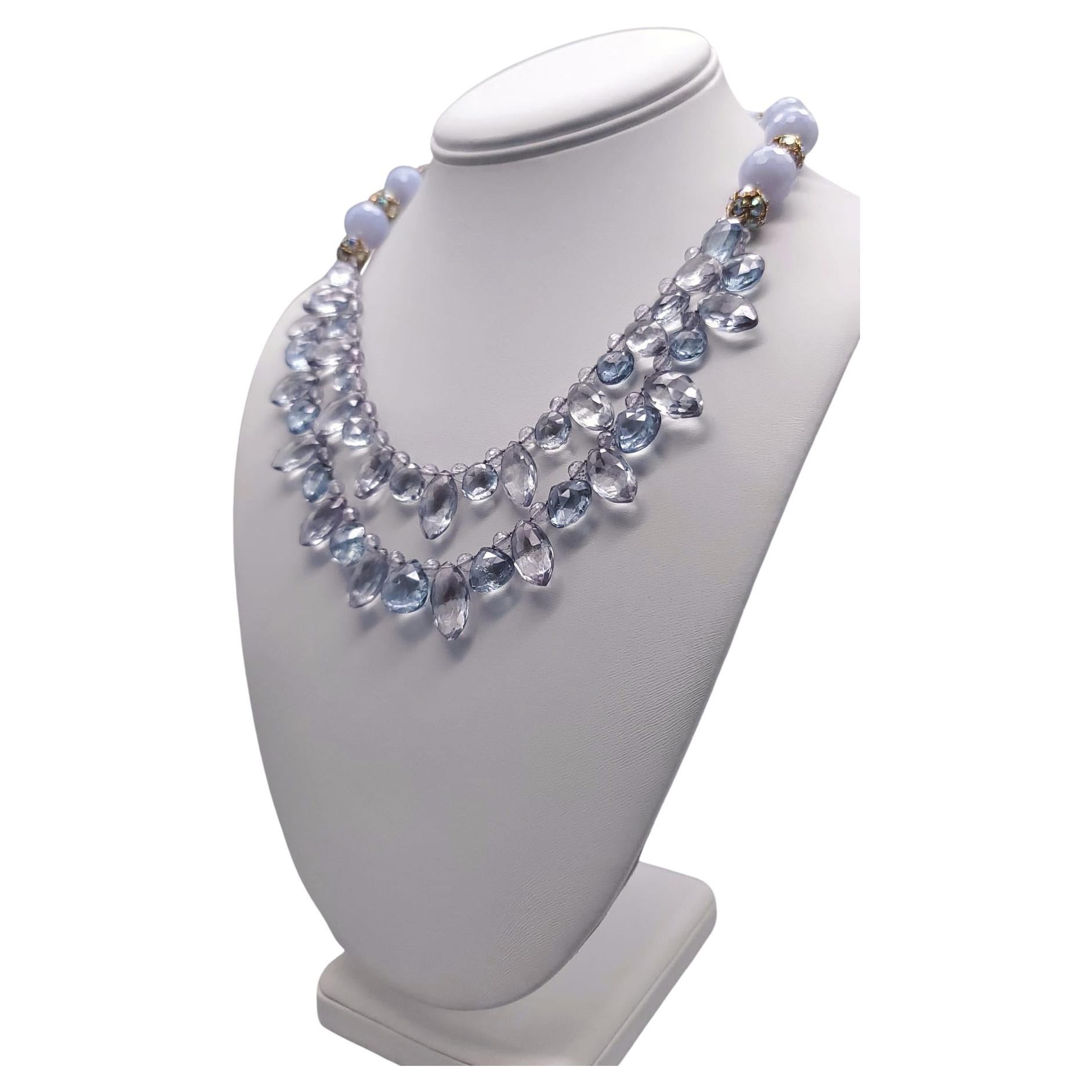 A.Jeschel Blue Quartz and Blue lace Agate Necklace.