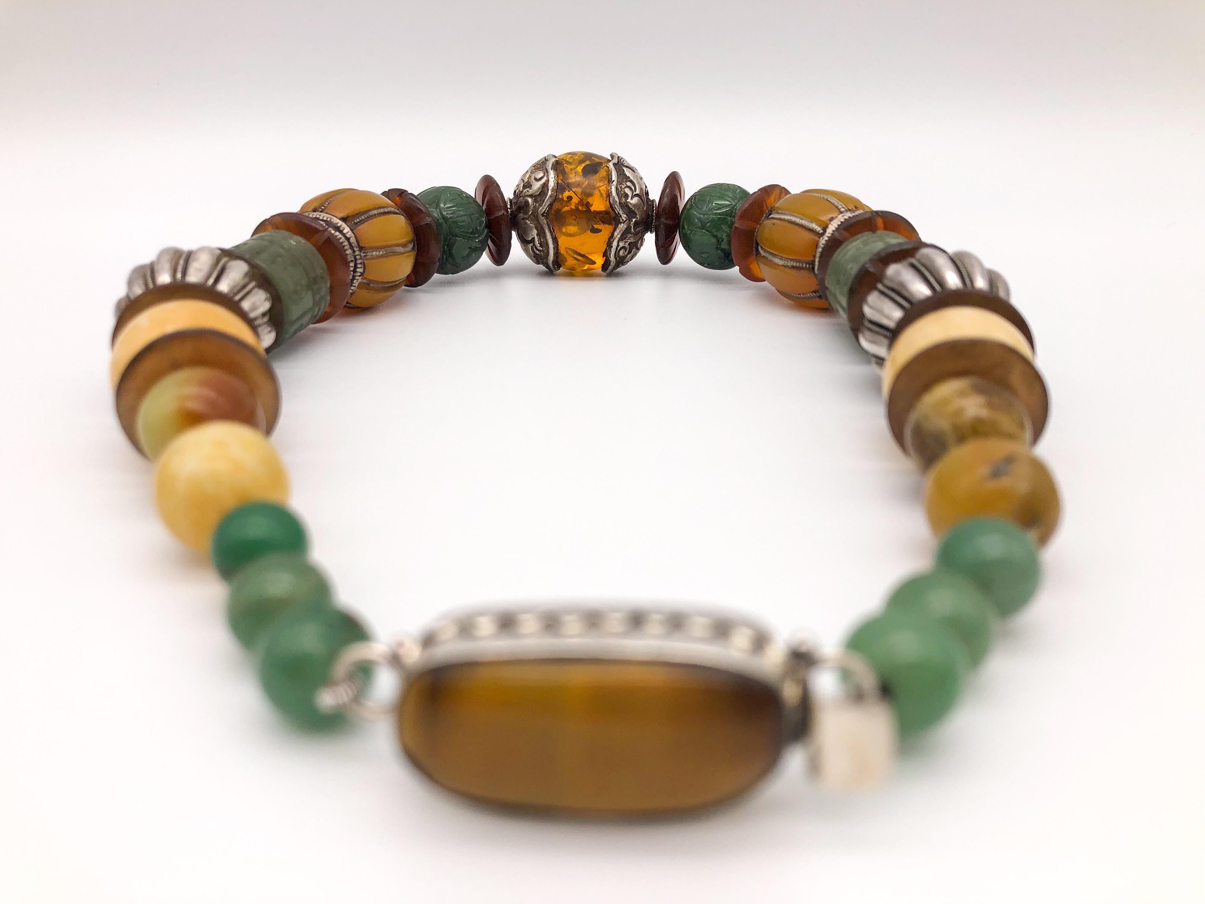 A.Jeschel Bold Amber and carved Jade necklace. 2