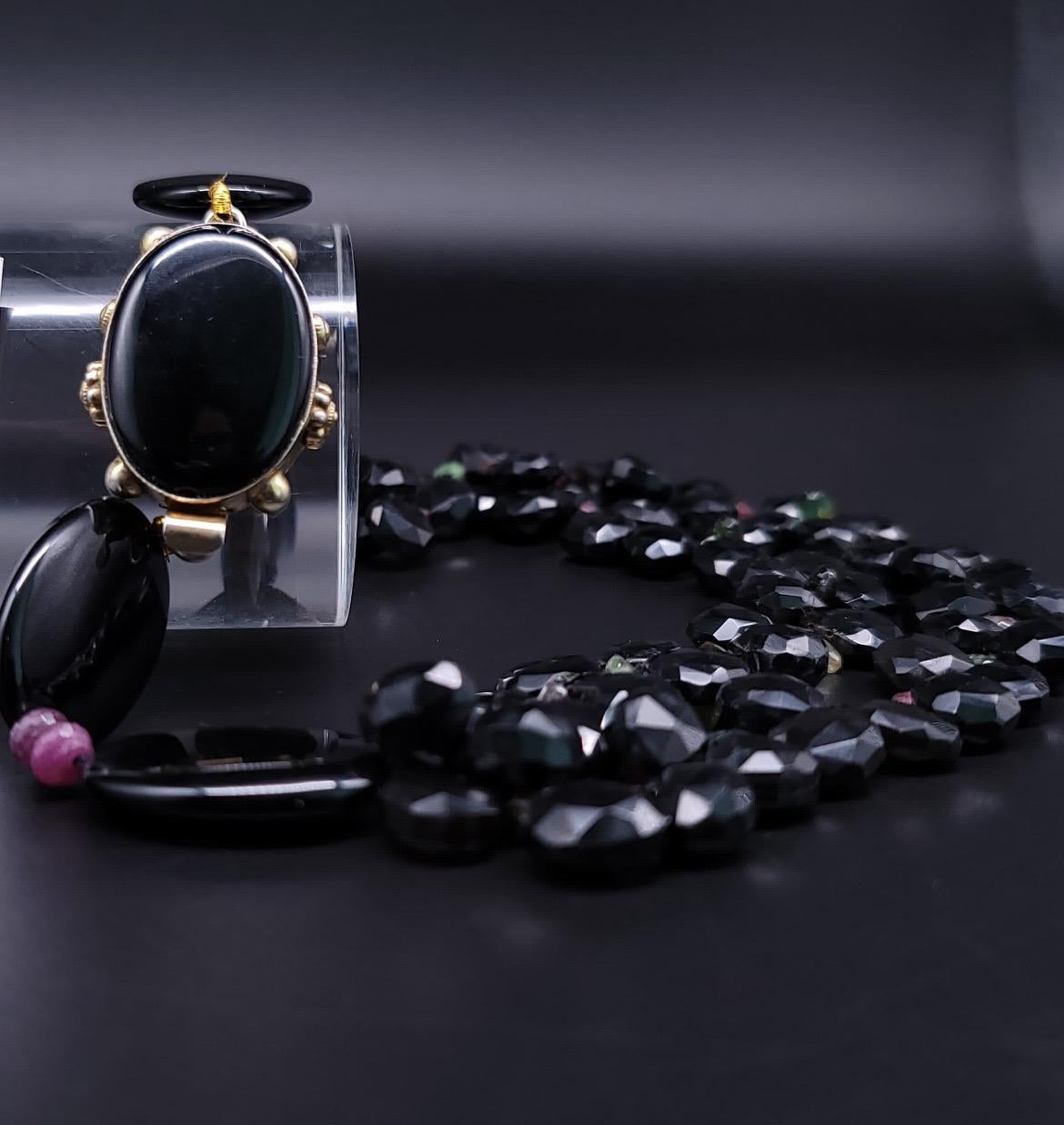 Contemporain A.Jeschel Collier Brillant en grenat noir et tourmaline en vente