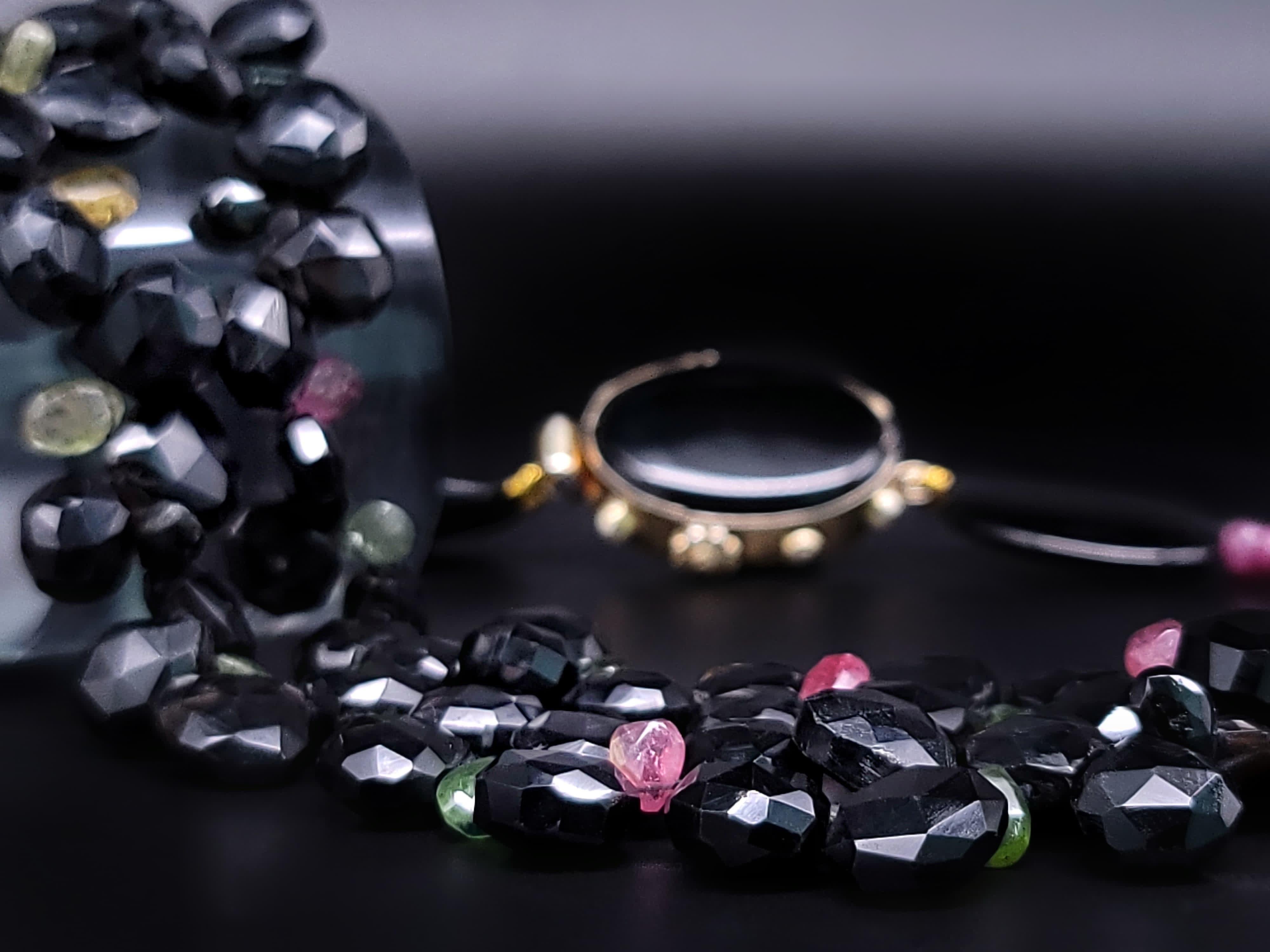 A.Jeschel Collier Brillant en grenat noir et tourmaline Unisexe en vente
