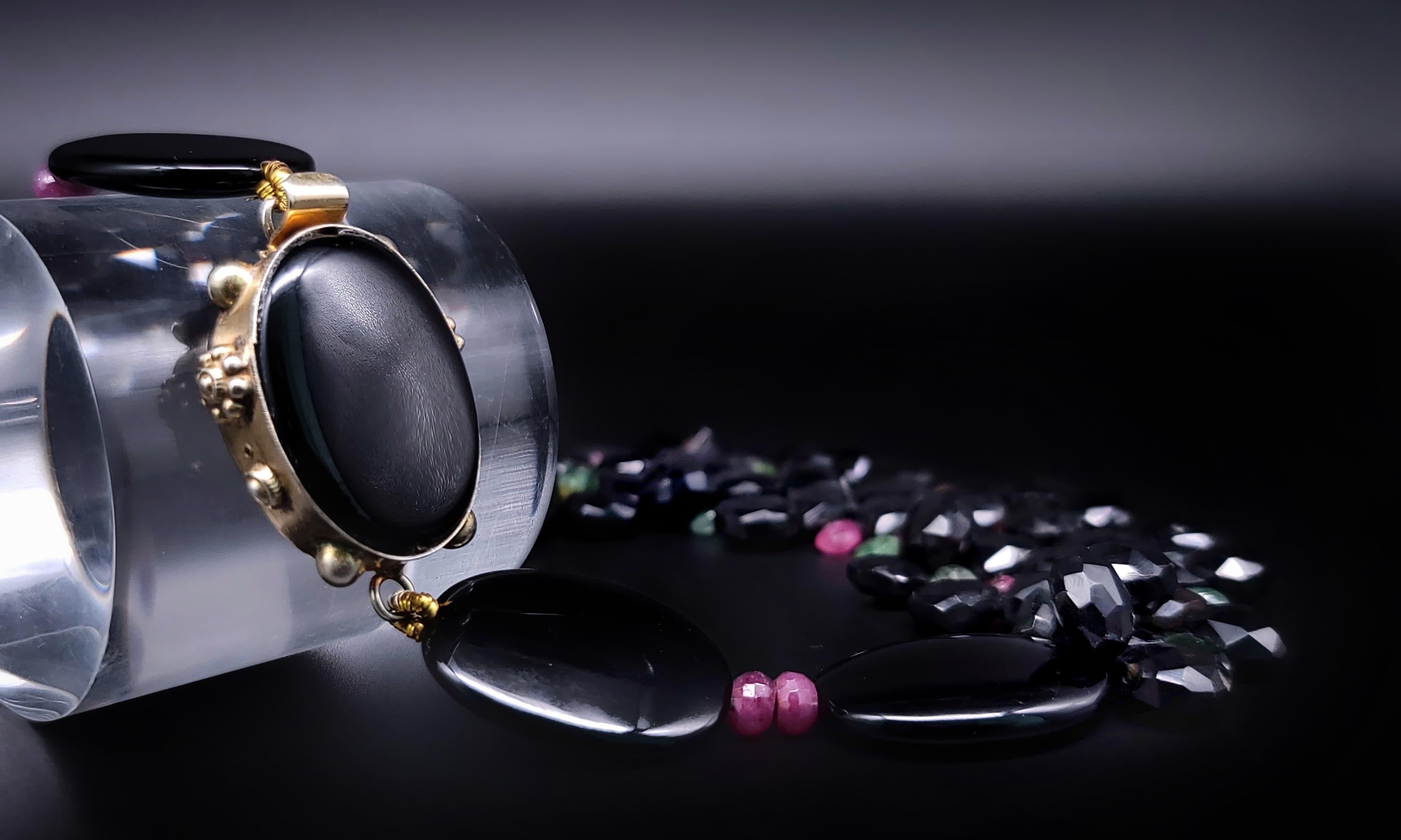 A.Jeschel Collier Brillant en grenat noir et tourmaline en vente 1
