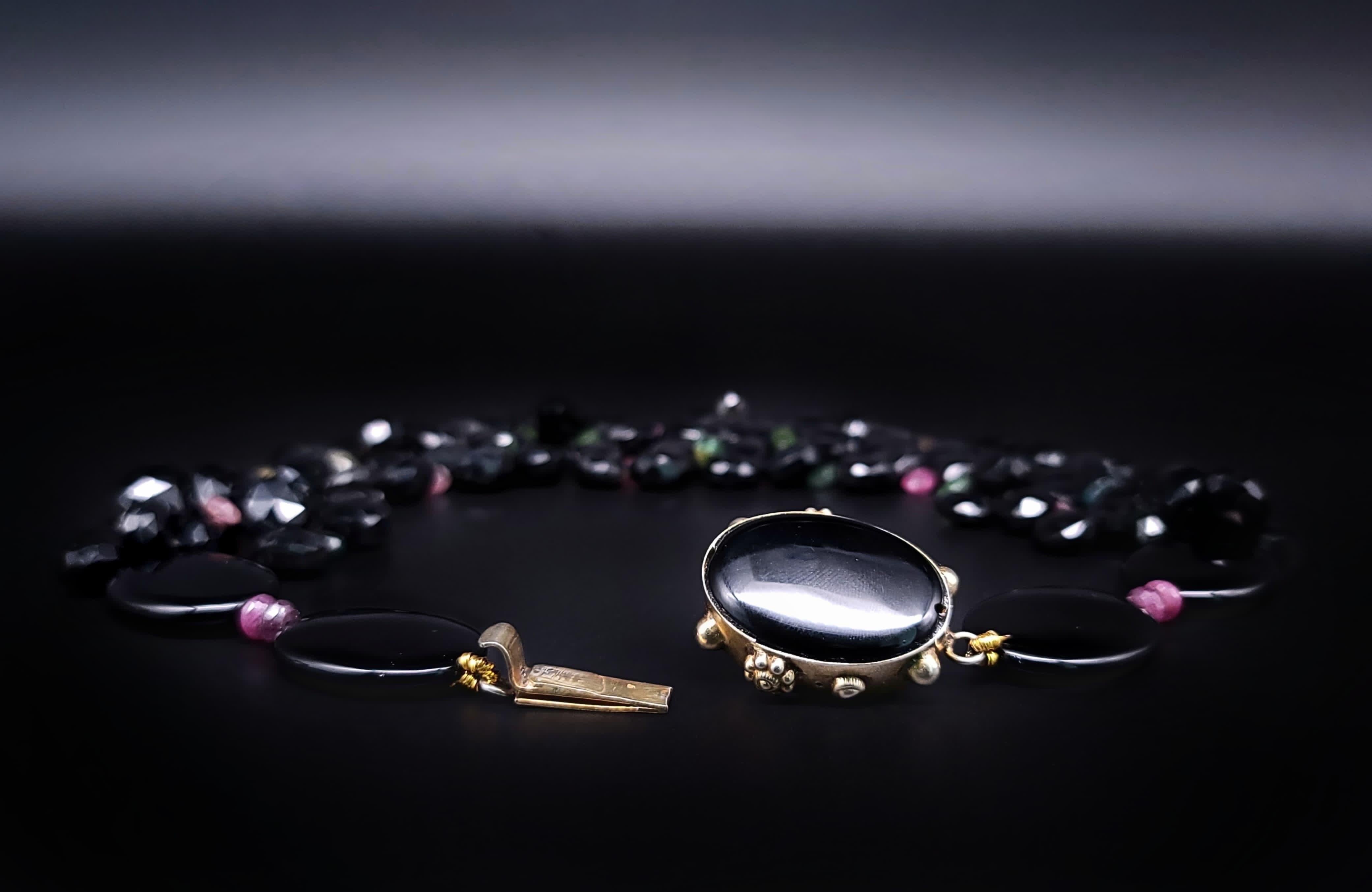 A.Jeschel Collier Brillant en grenat noir et tourmaline en vente 2
