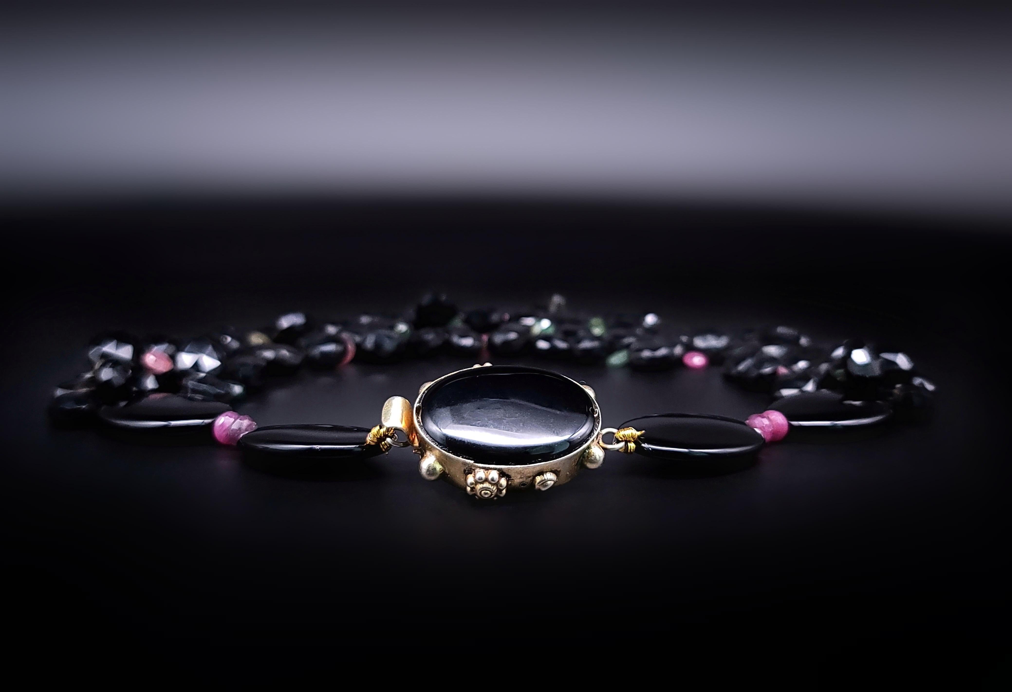 A.Jeschel Collier Brillant en grenat noir et tourmaline en vente 3