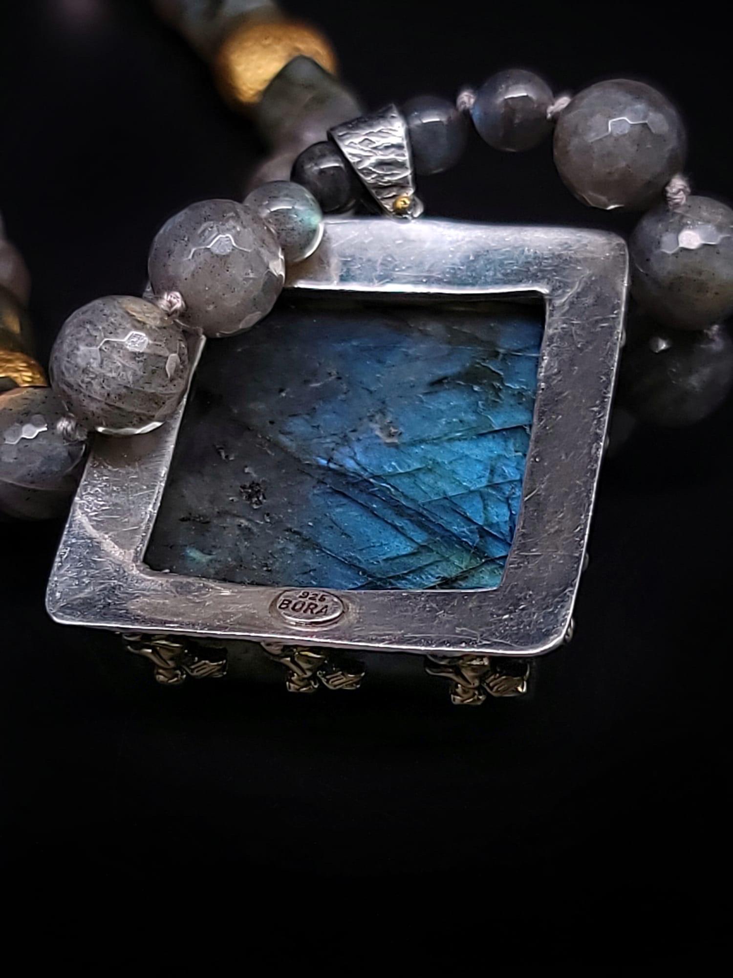 A.Jeschel Brillant Labradorite necklace with a stunning pendant. For Sale 5