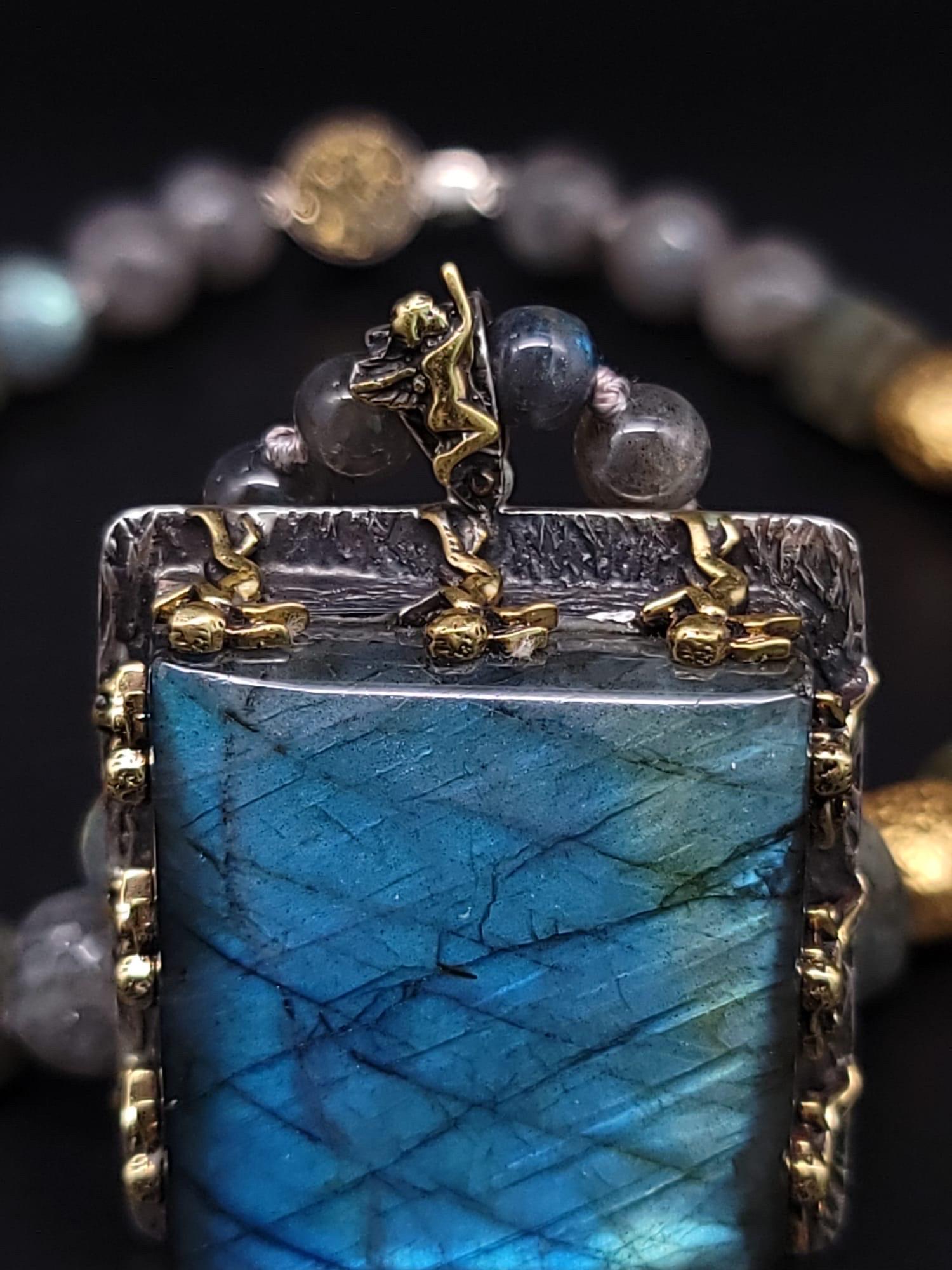 A.Jeschel Brillant Labradorite necklace with a stunning pendant. For Sale 9