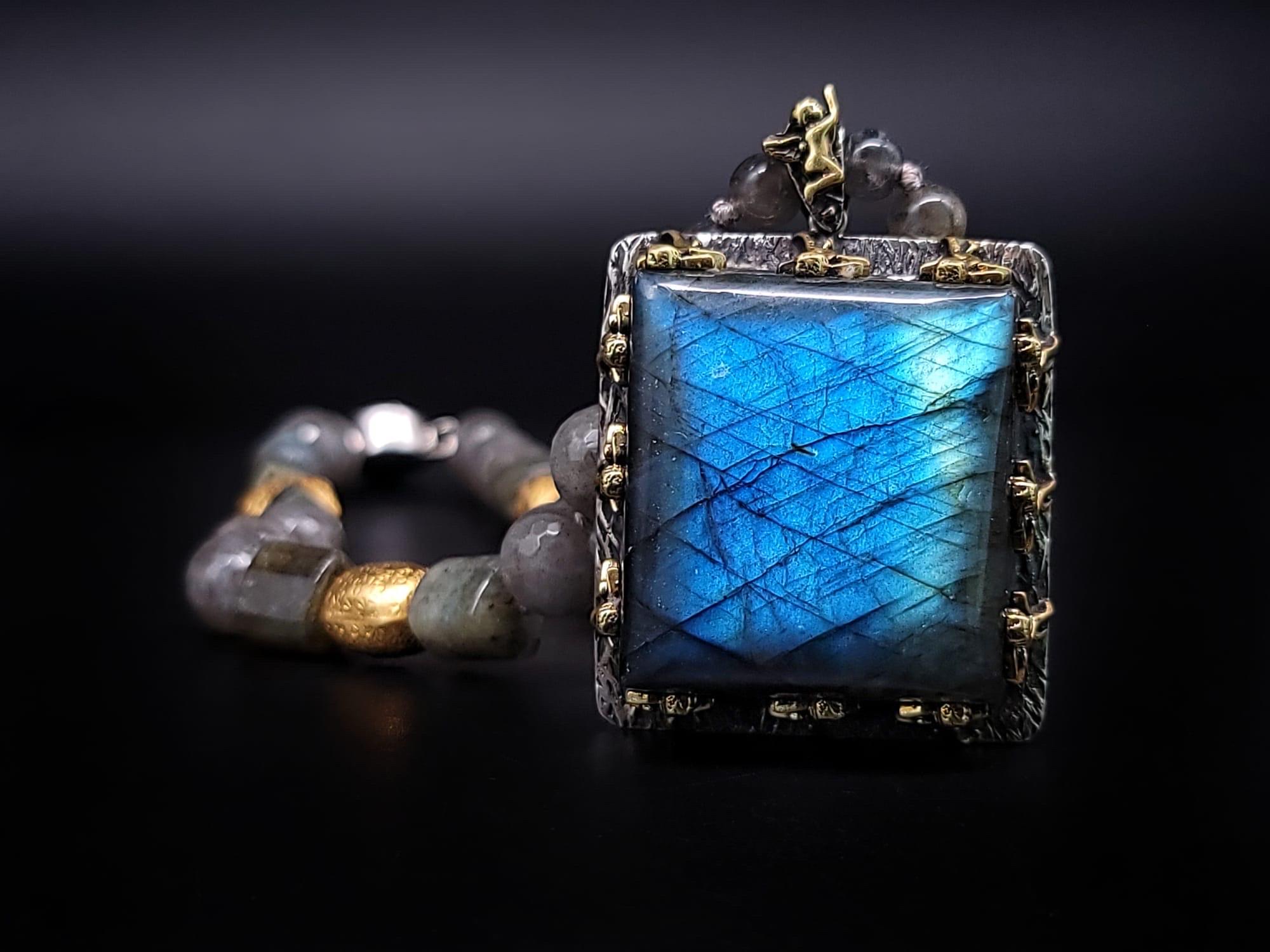 A.Jeschel Brillant Labradorite necklace with a stunning pendant. For Sale 10