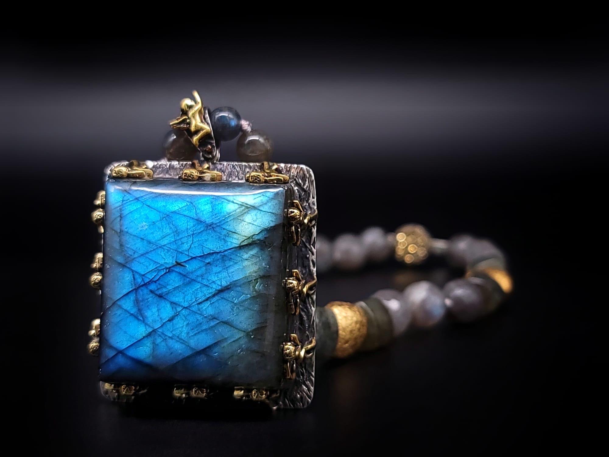 A.Jeschel Brillant Labradorite necklace with a stunning pendant. For Sale 11
