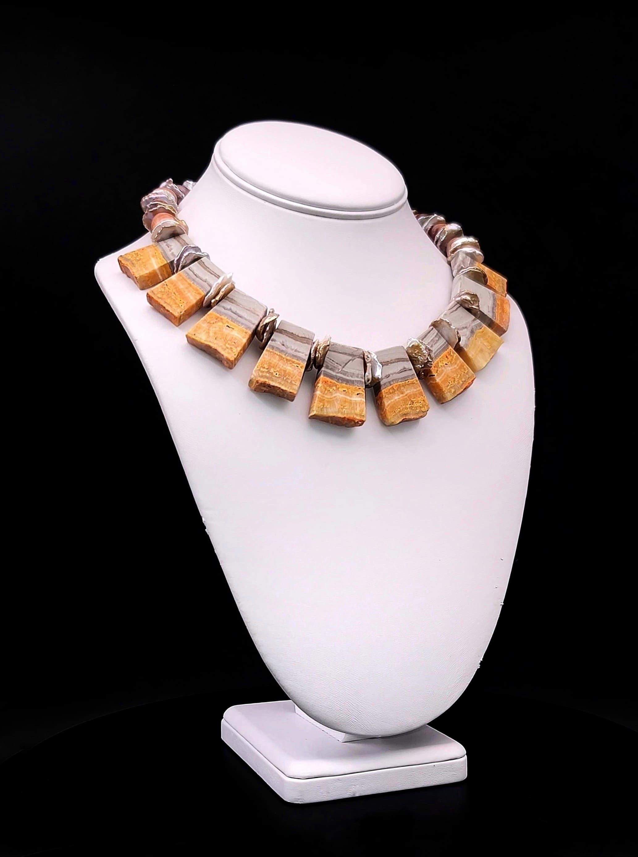 Contemporary A.Jeschel Bumble Bee Jasper plates and Carnelian necklace  For Sale
