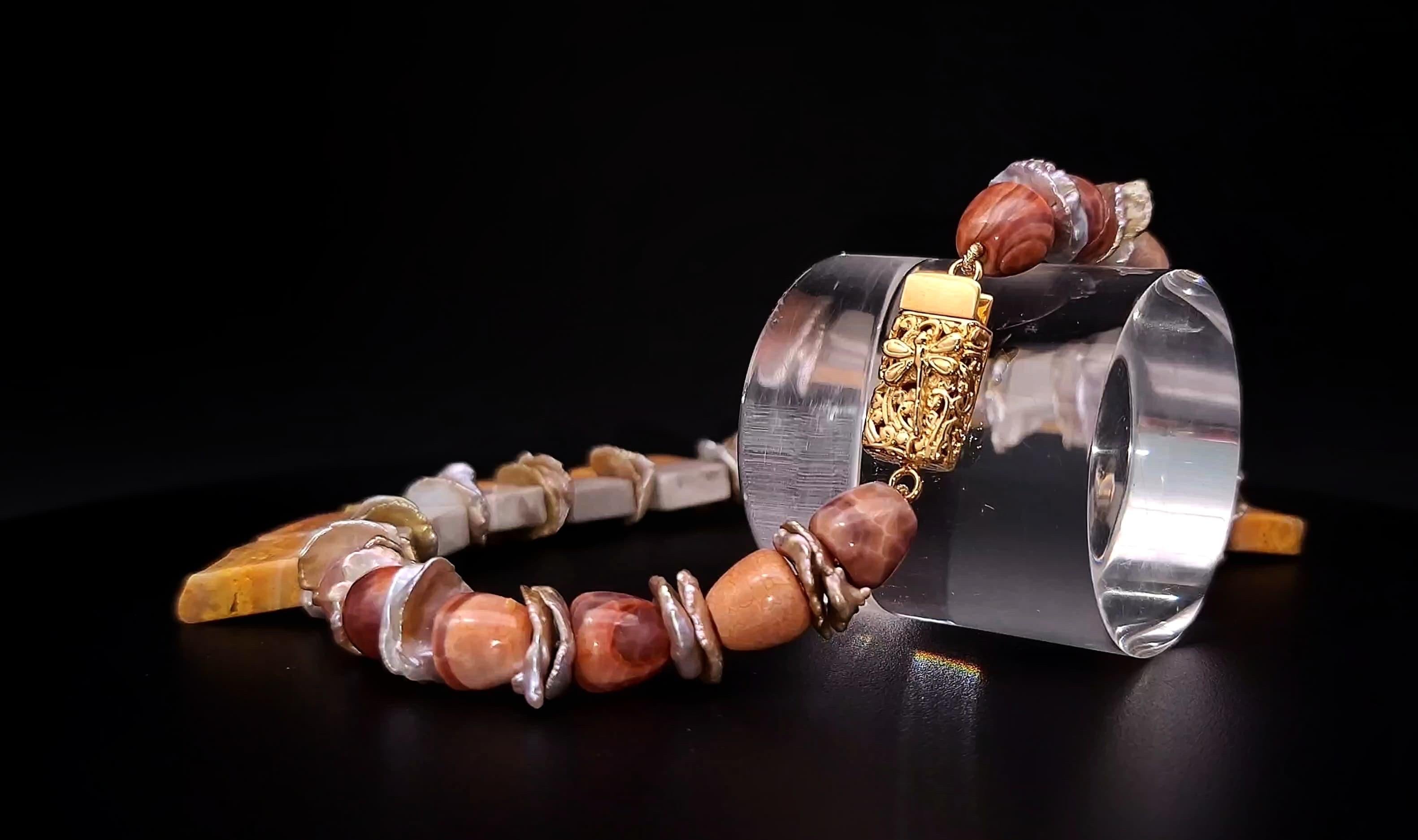 A.Jeschel Bumble Bee Jasper plates and Carnelian necklace  For Sale 3