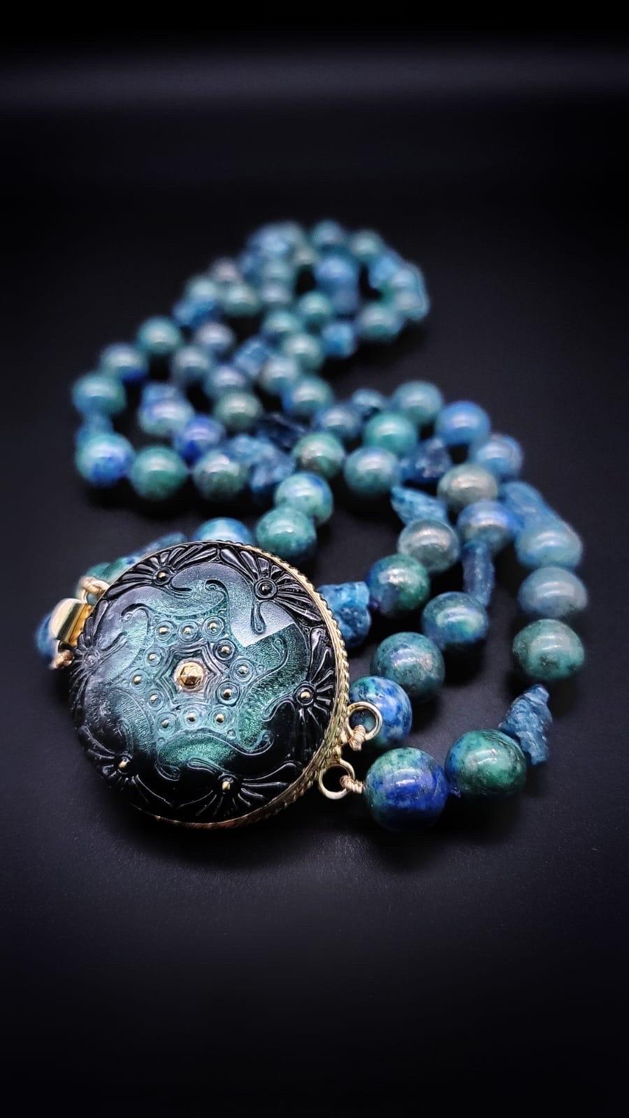 A.Jeschel Captivating Chrysocolla and Apatite necklace For Sale 6