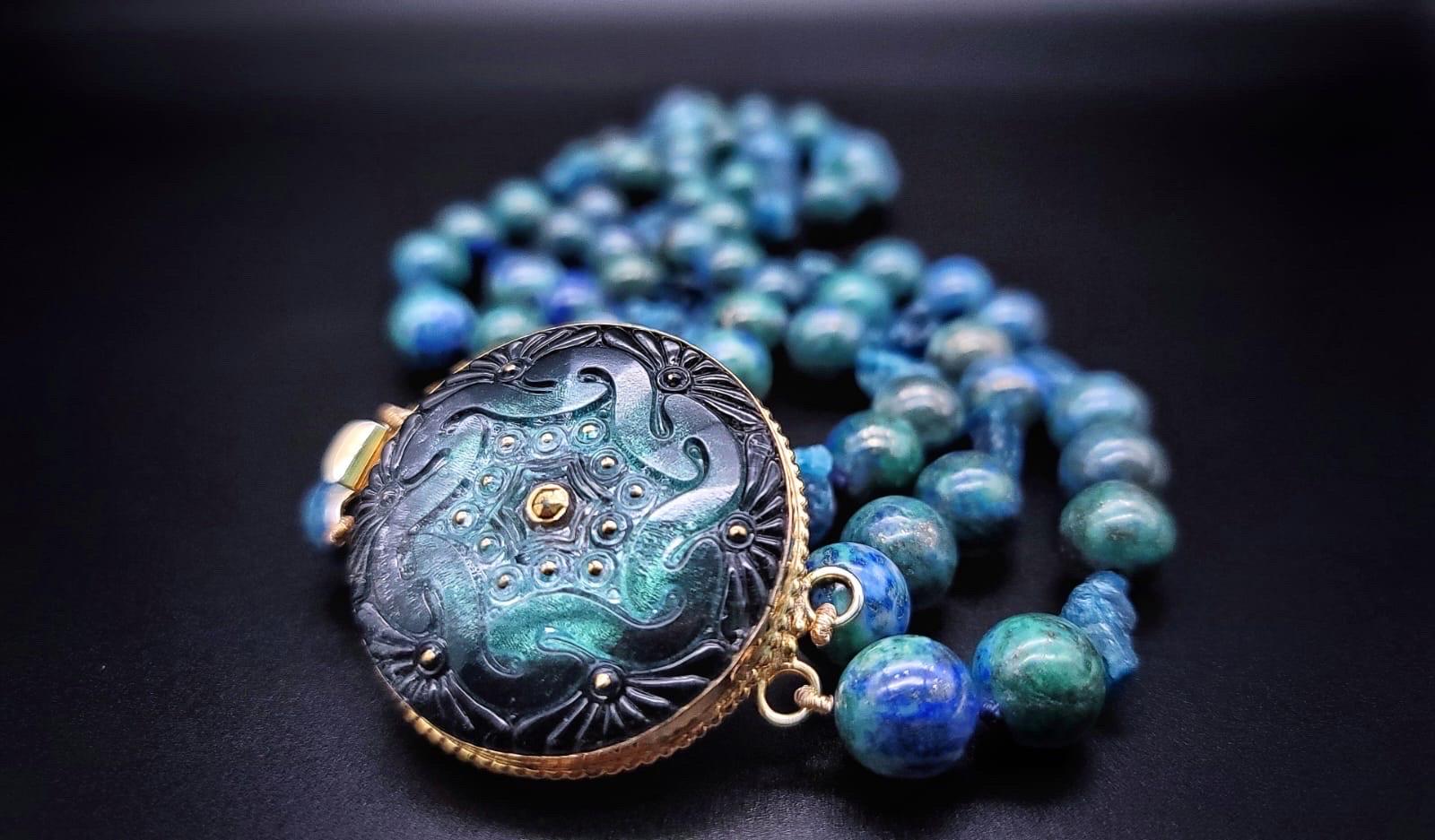 A.Jeschel Captivating Chrysocolla and Apatite necklace For Sale 8