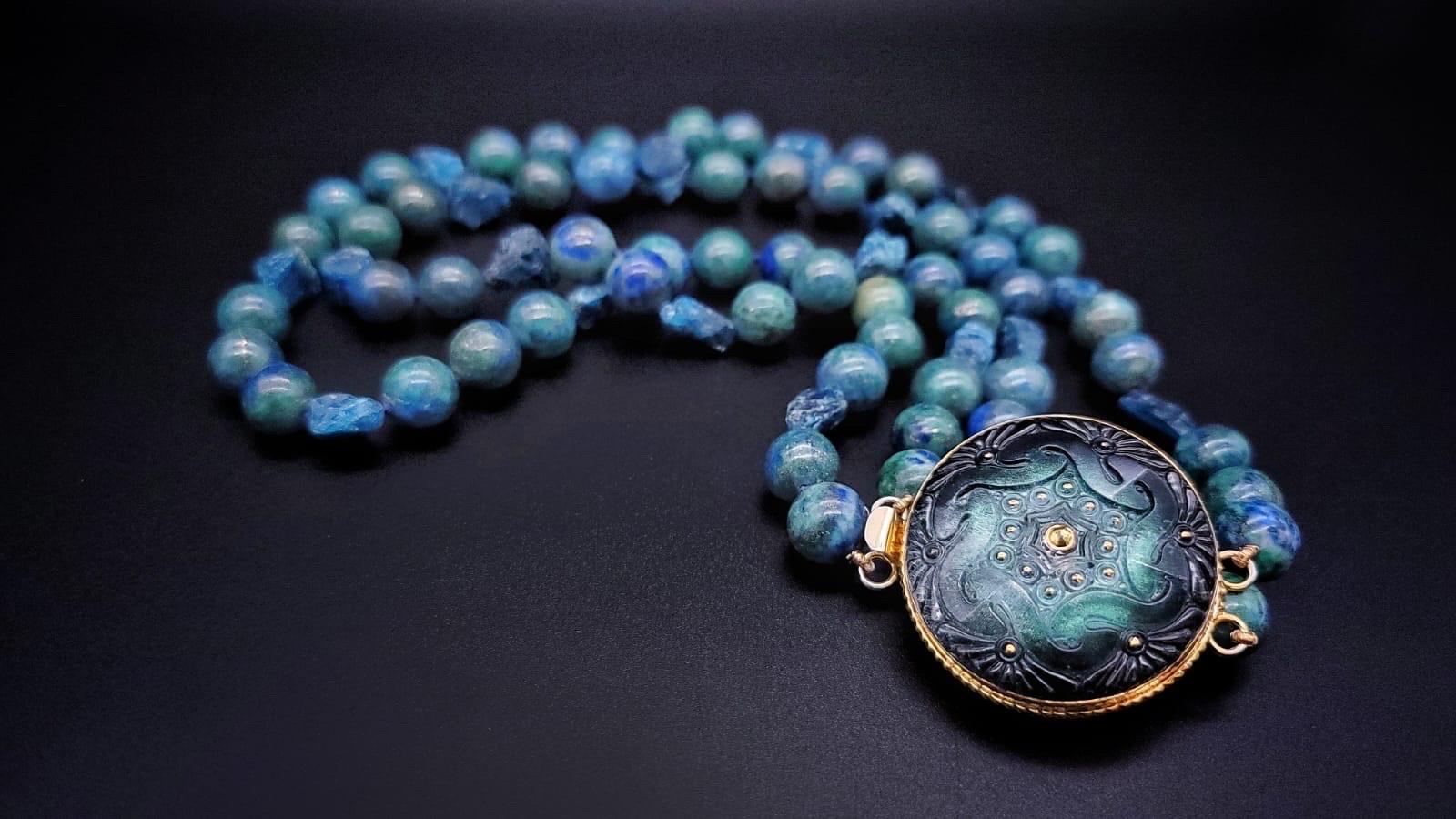 A.Jeschel Captivating Chrysocolla and Apatite necklace For Sale 9