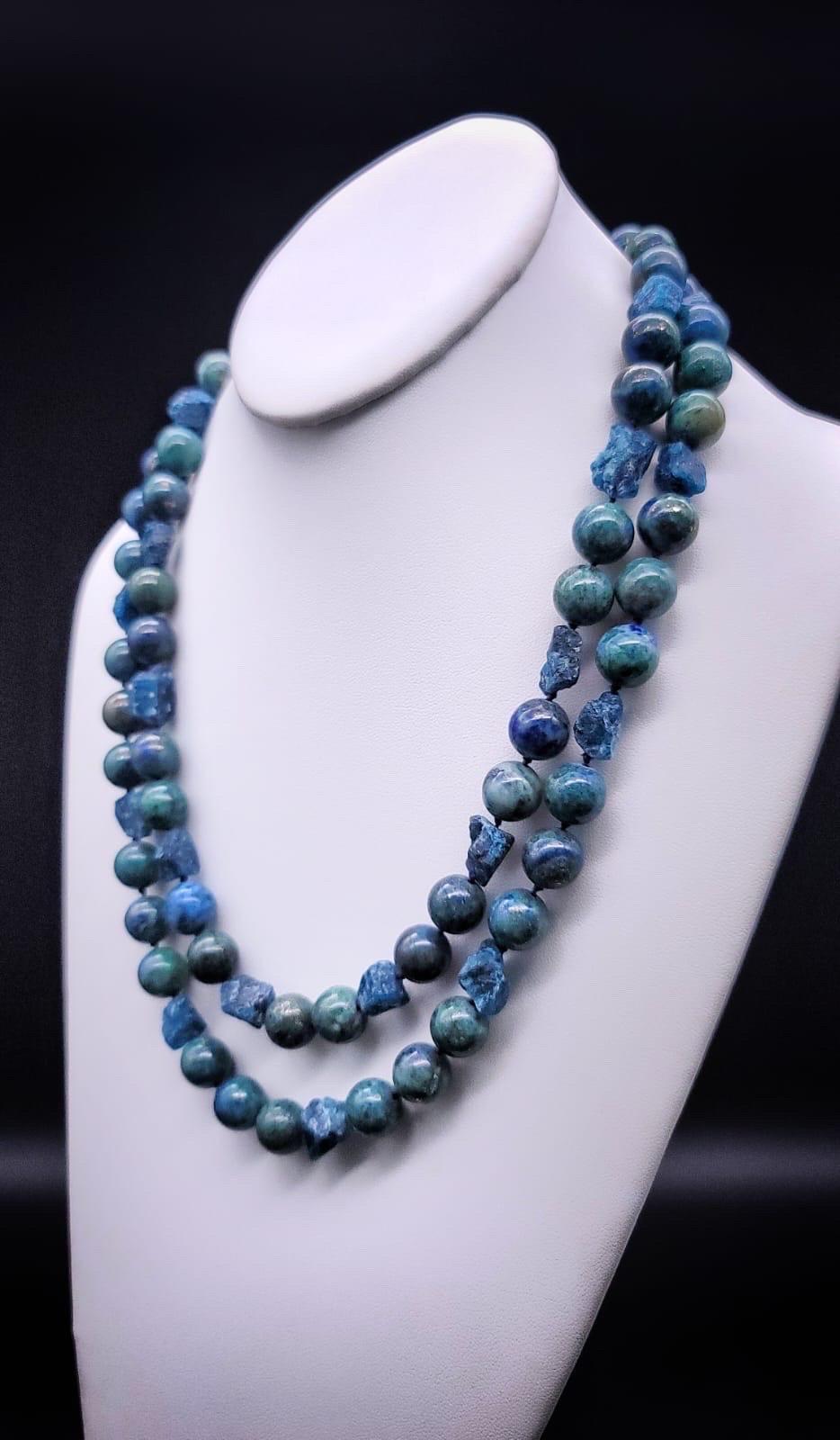 A.Jeschel Captivating Chrysocolla and Apatite necklace For Sale 1