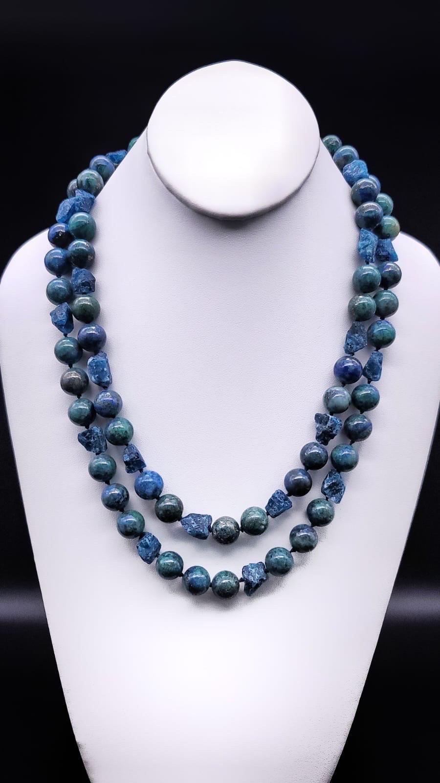 A.Jeschel Captivating Chrysocolla and Apatite necklace For Sale 3