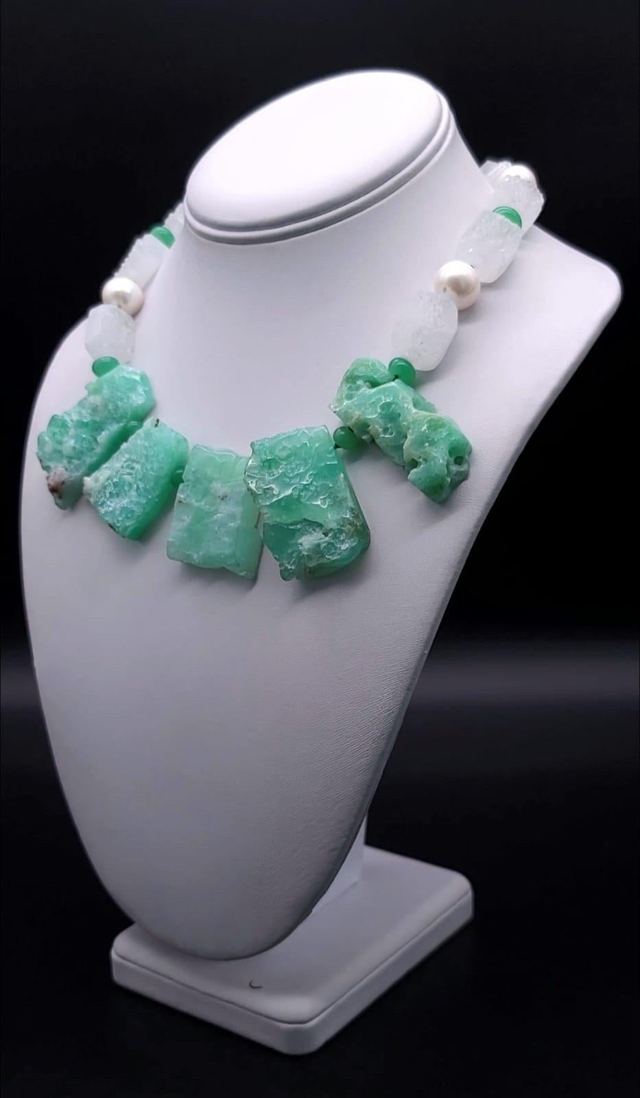 A.Jeschel Captivating Chrysoprase bold necklace. For Sale 3