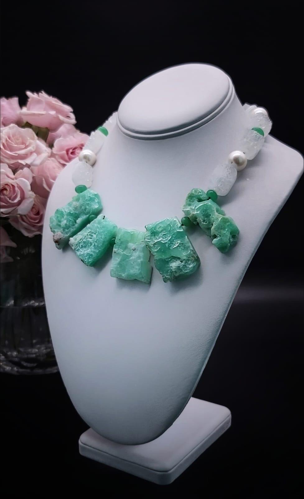 A.Jeschel Captivating Chrysoprase bold necklace. For Sale 4