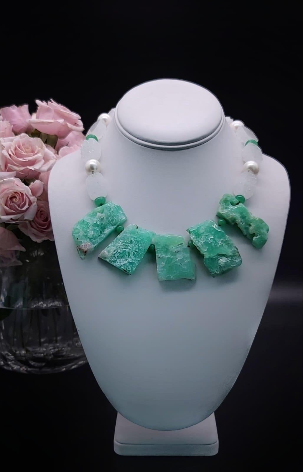 A.Jeschel Captivating Chrysoprase bold necklace. For Sale 6