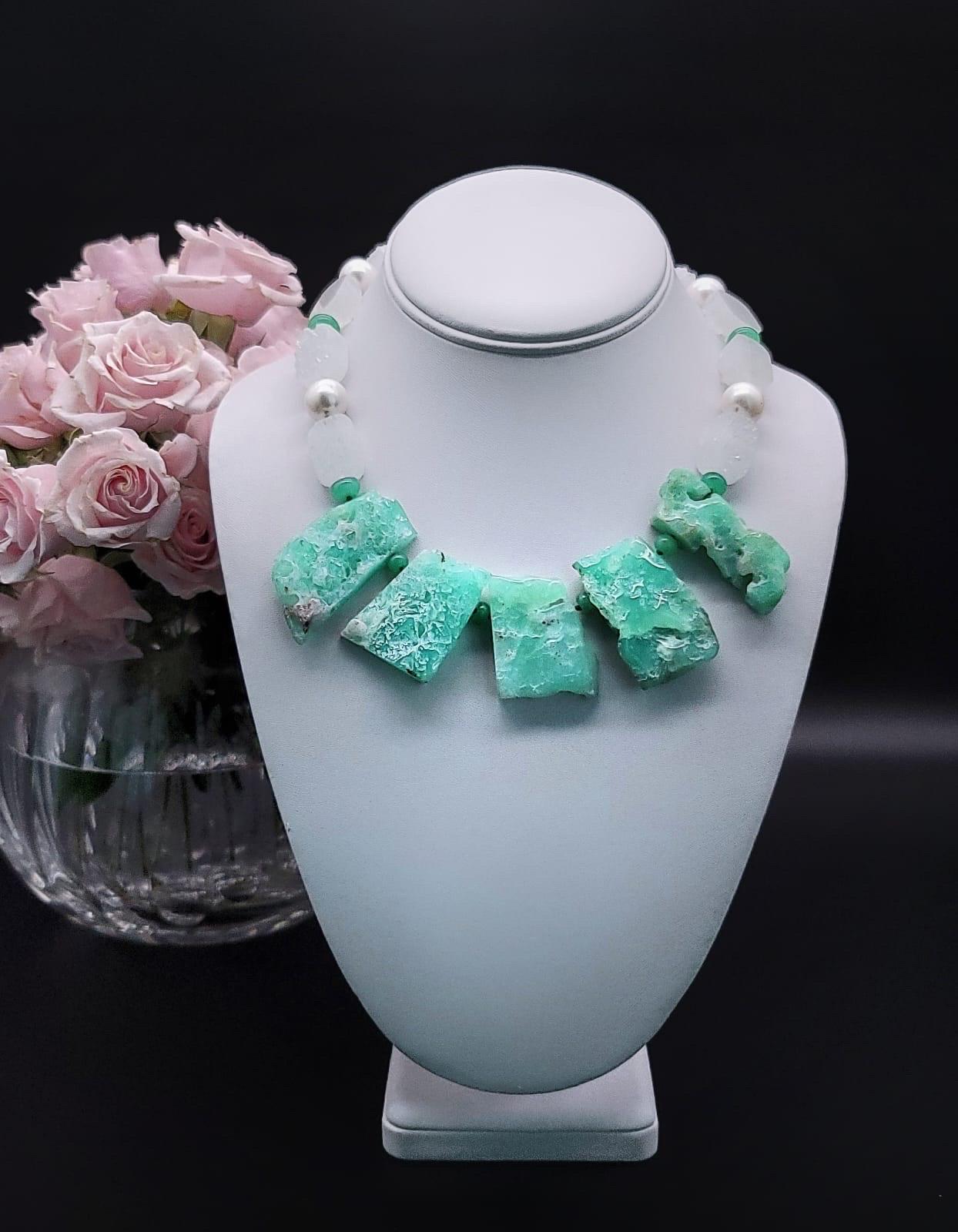 Contemporary A.Jeschel Captivating Chrysoprase bold necklace. For Sale