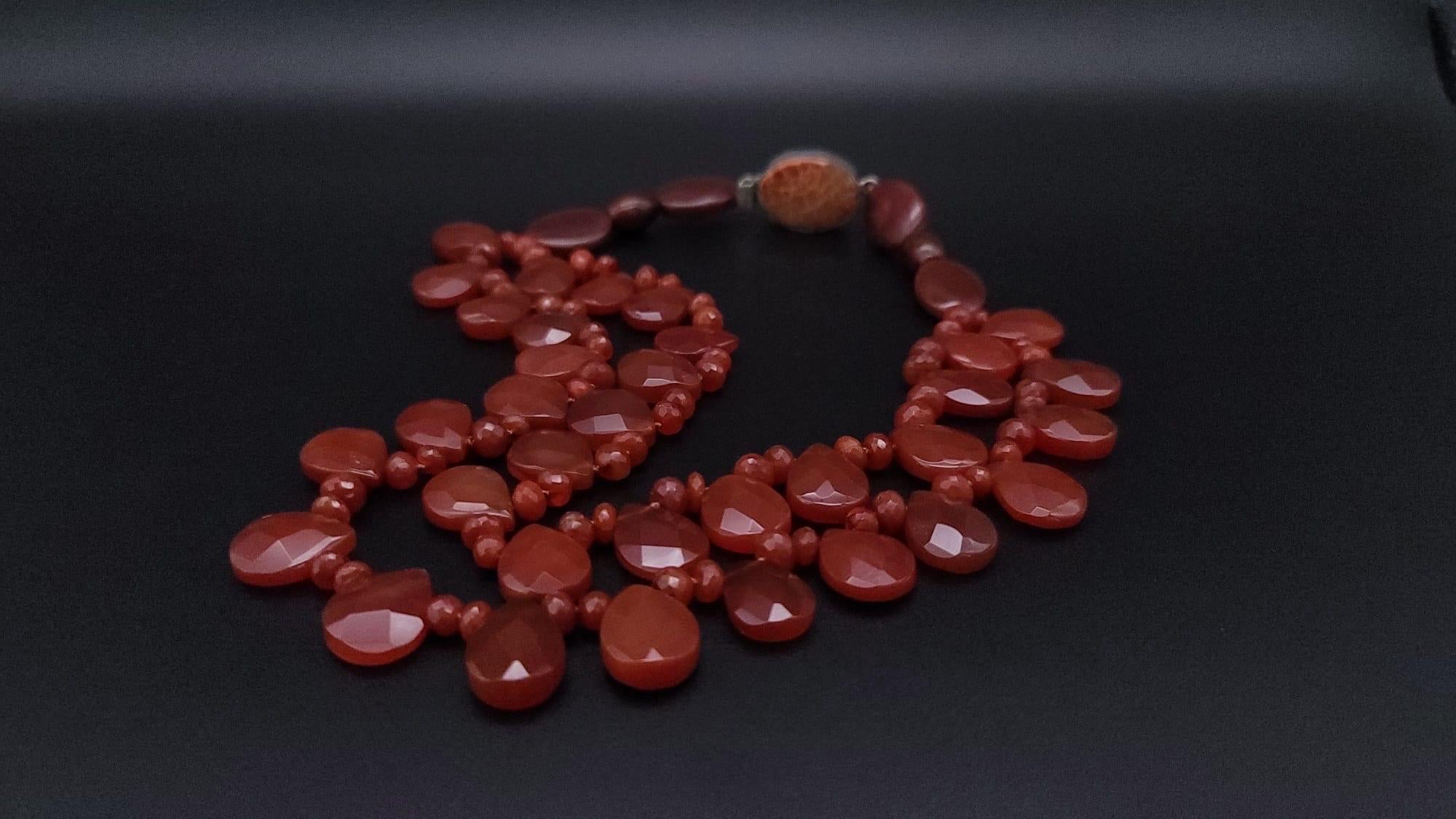 A.Jeschel Carnelian rust colored teardrop necklace. For Sale 2