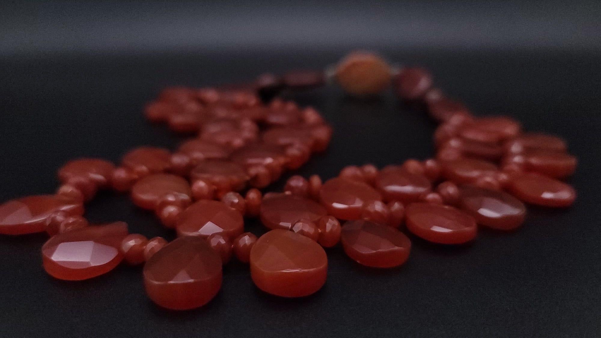 A.Jeschel Carnelian rust colored teardrop necklace. In New Condition For Sale In Miami, FL