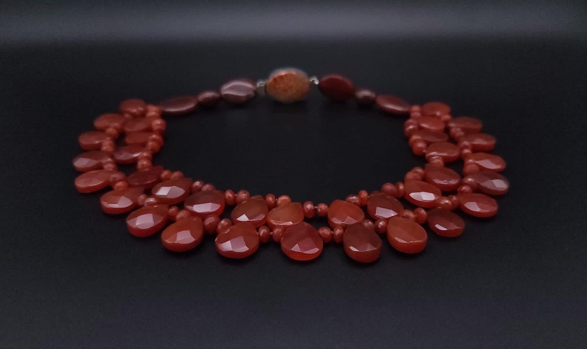 A.Jeschel Carnelian rust colored teardrop necklace. For Sale 1