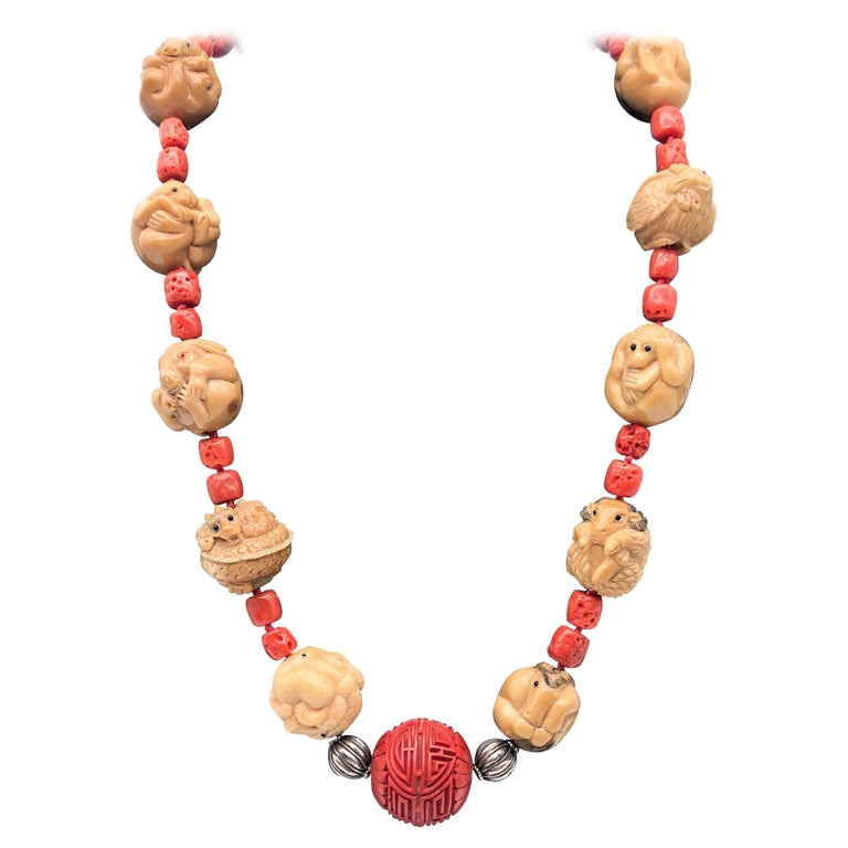 A.Jeschel Carved Chinese zodiac necklace For Sale at 1stDibs