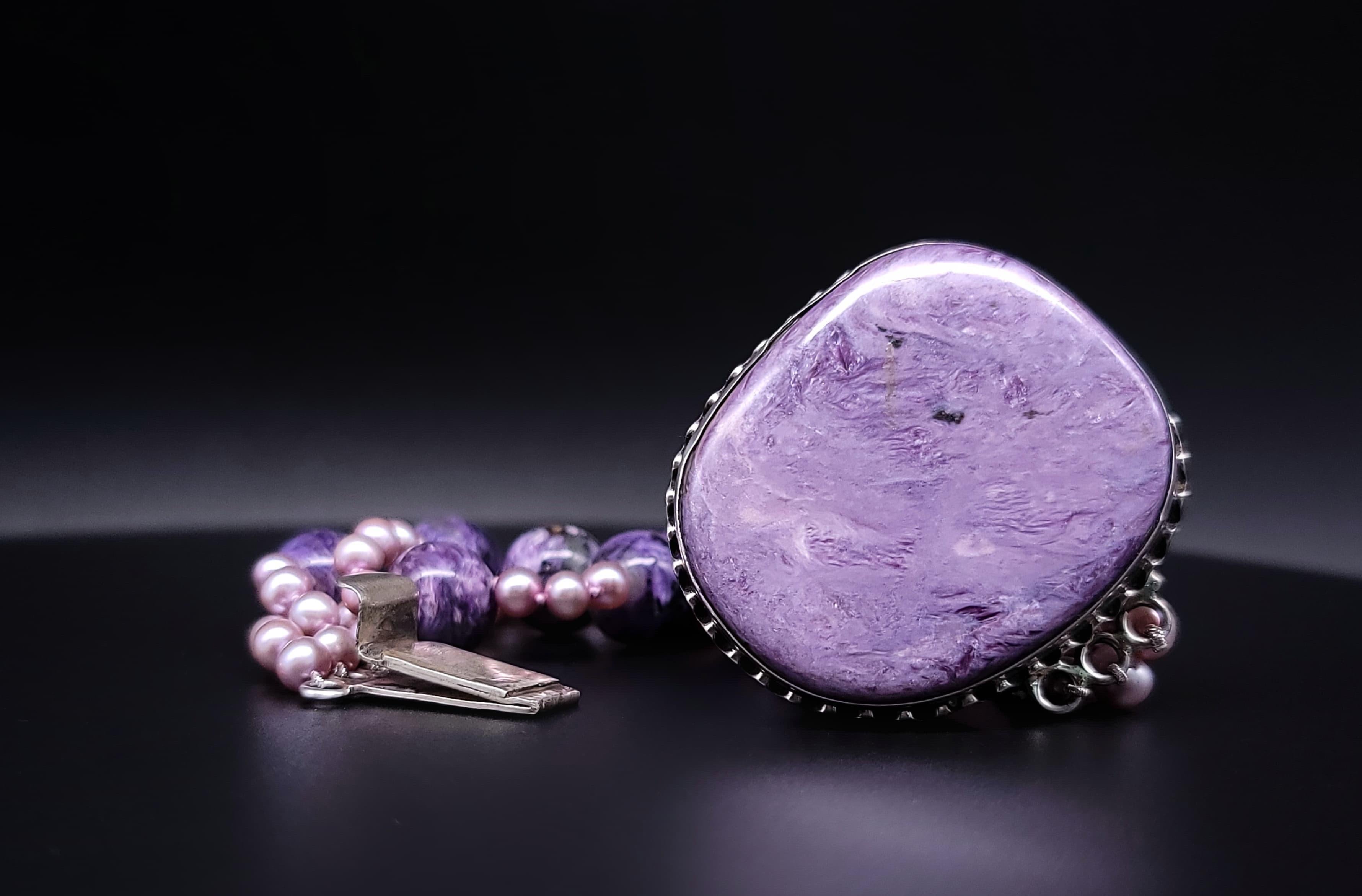 A.Jeschel Bracciale con perline lucide di Charoite in vendita 7