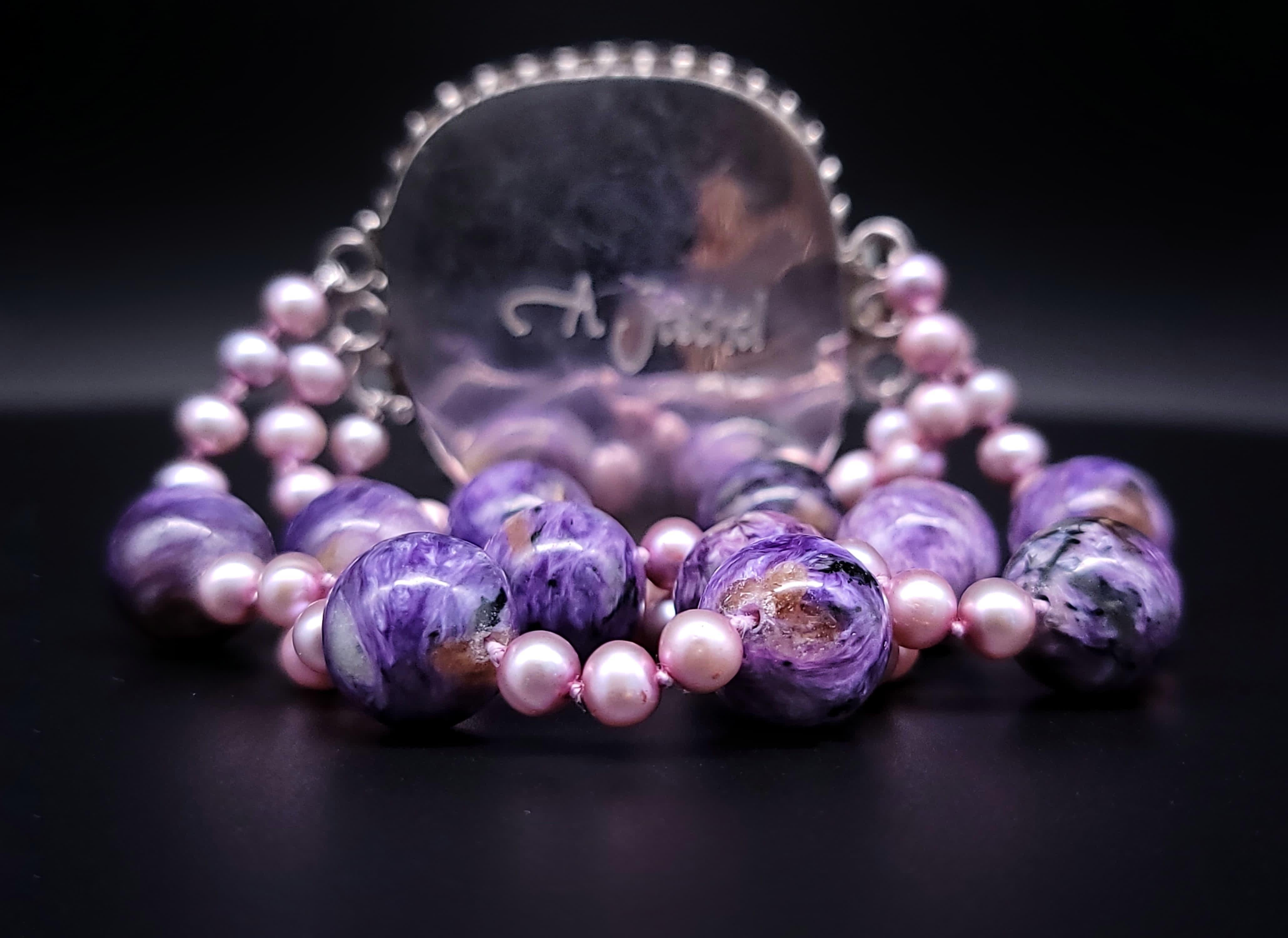 A.Jeschel Bracciale con perline lucide di Charoite In condizioni Nuovo in vendita a Miami, FL