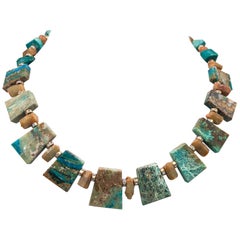 A.Jeschel Chrysocolla richly patterned and colored necklace