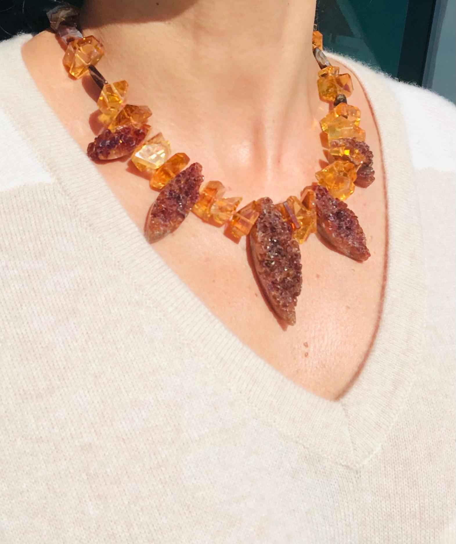 A.Jeschel Citrine and Citrine geodes necklace. For Sale 7