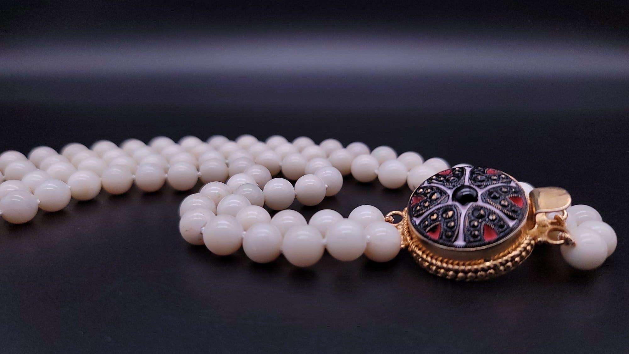 A.Jeschel Elegant two strand white Opal necklace 1