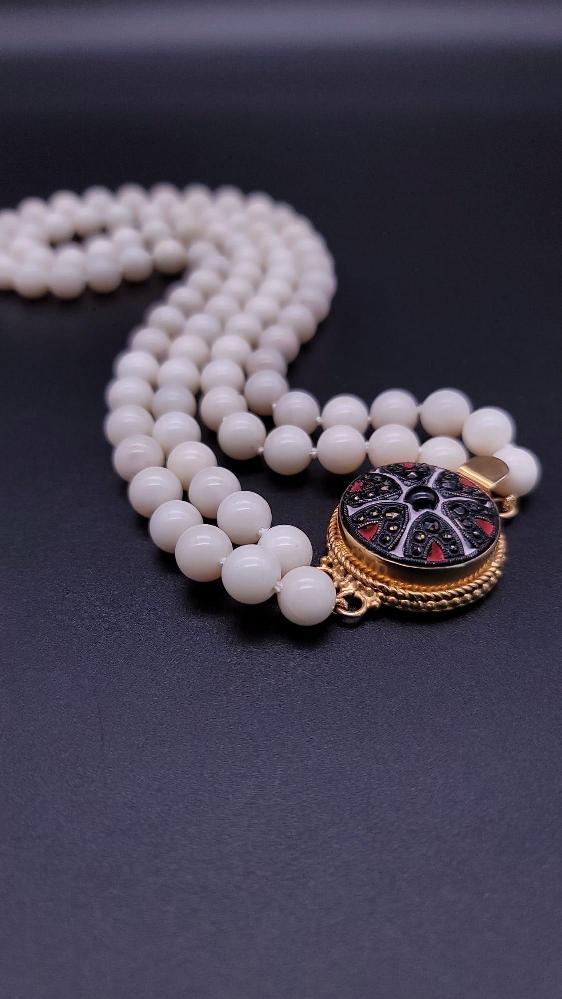 A.Jeschel Elegant two strand white Opal necklace 4