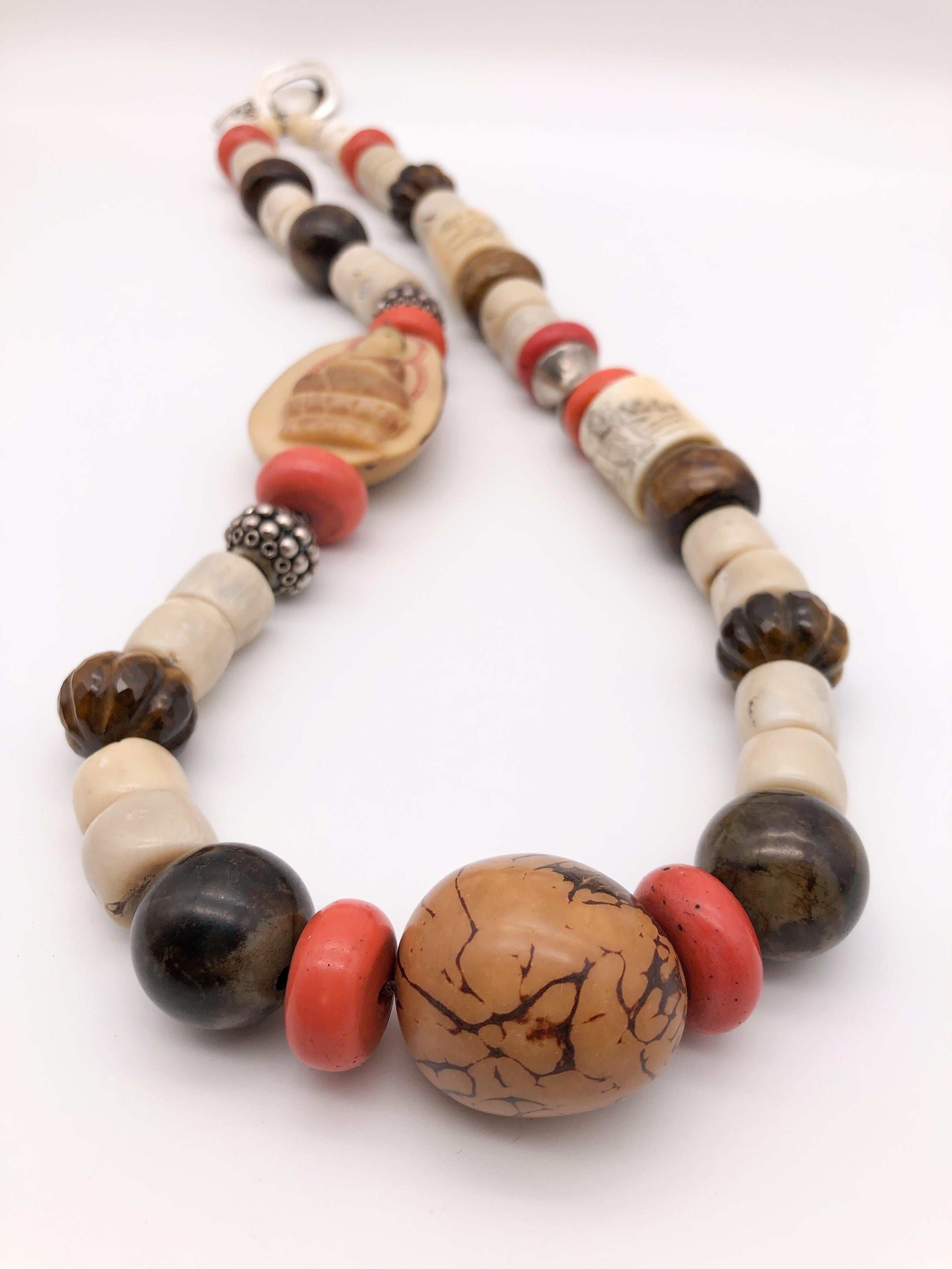 A.Jeschel Colorful Ethnic Tibetan beads and Carved Buddha necklace For Sale 4